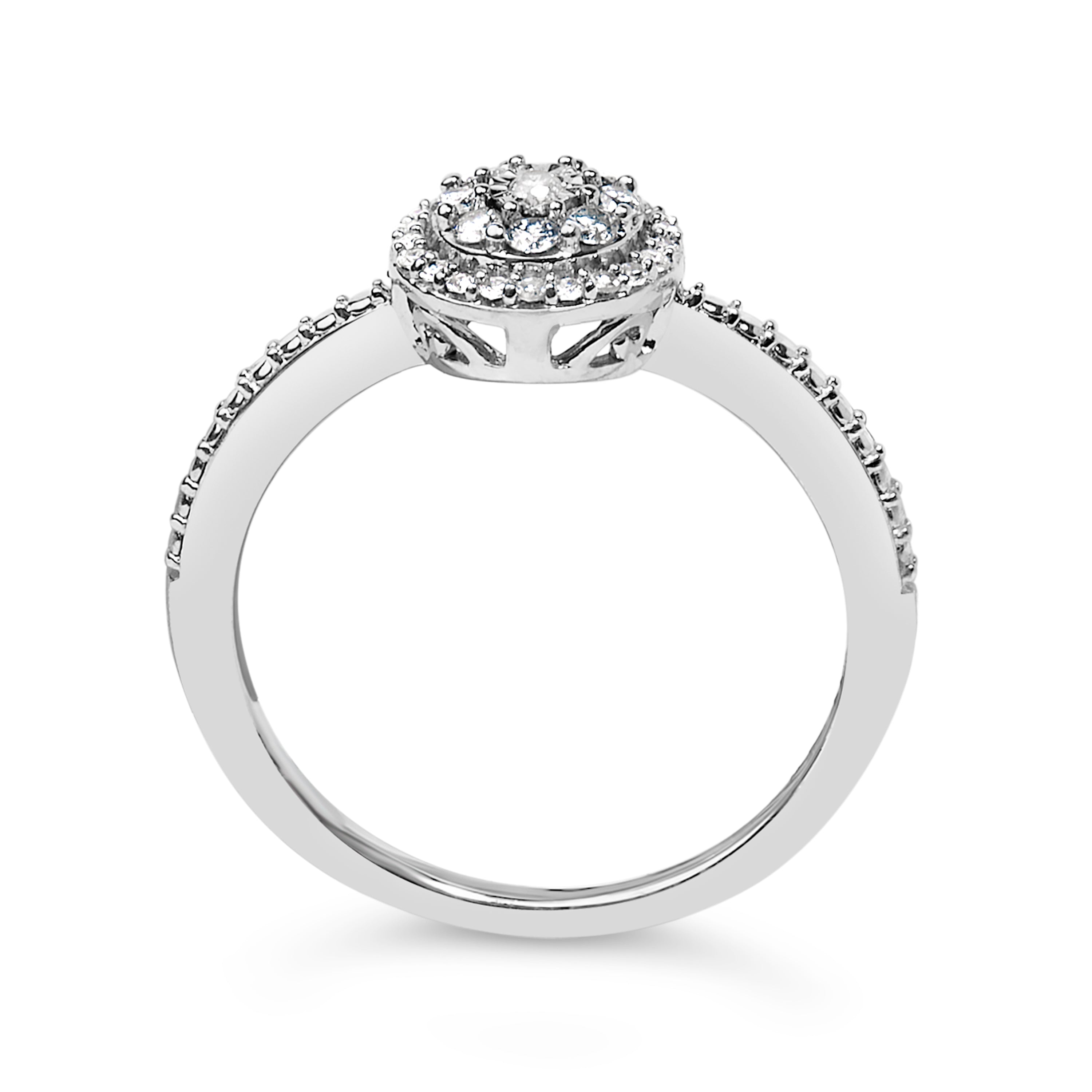 Sterling Silver 1/5 Cttw Diamond Round Motif Halo Ring on sale at MyriadMart