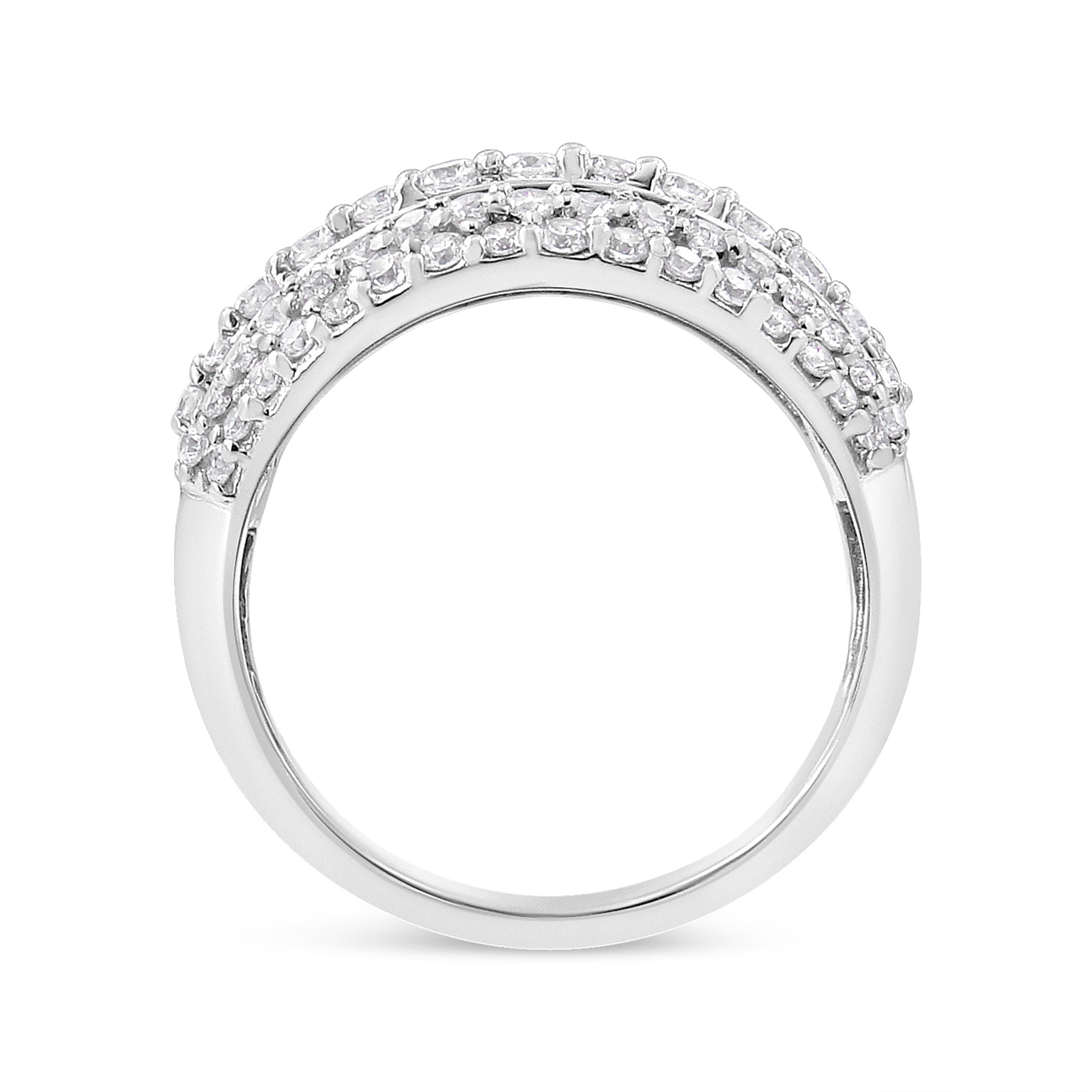 .925 Sterling Silver 2.00 Cttw Round and Baguette-Cut Diamond Cluster Ring H-I Color, I1-I2 Clarity - Size 7 on sale at MyriadMart