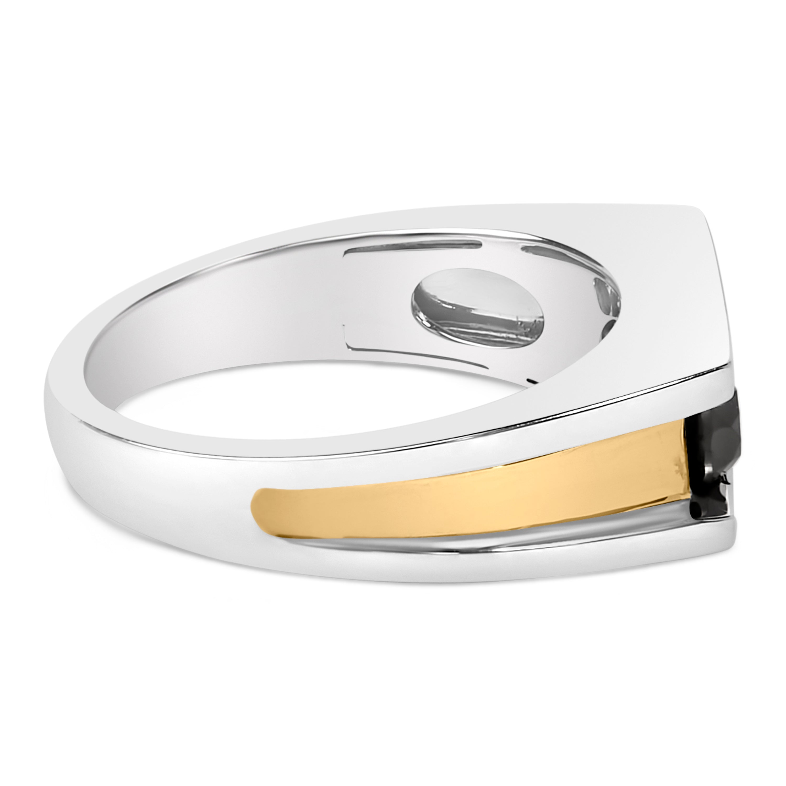 Men's 14K Yellow Gold Plated Sterling Silver 1-1/2 Cttw Black Diamond Channel Set Band Ring on sale at MyriadMart