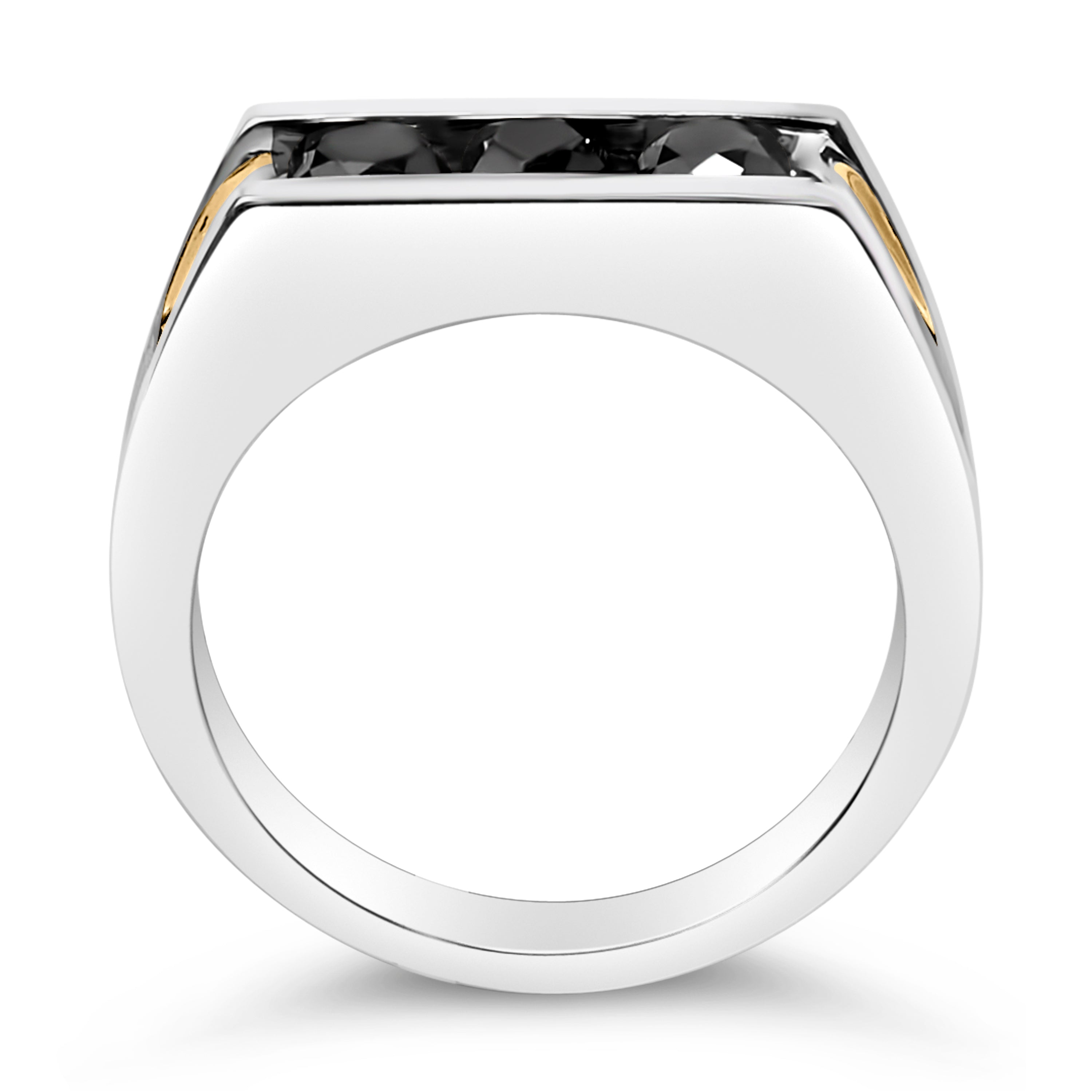 Men's 14K Yellow Gold Plated Sterling Silver 1-1/2 Cttw Black Diamond Channel Set Band Ring on sale at MyriadMart