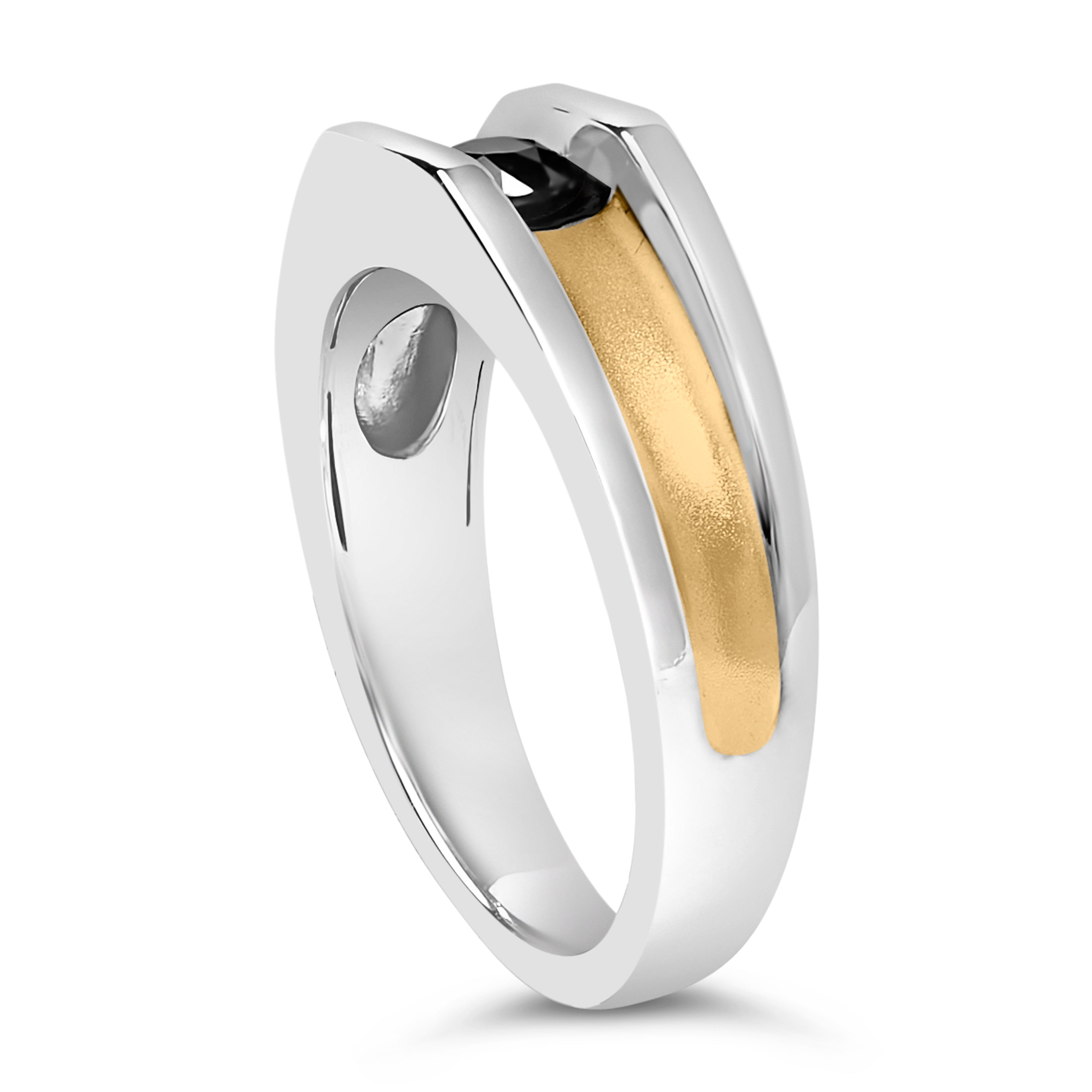 Men's 14K Yellow Gold Plated Sterling Silver 1/2 Cttw Black Diamond Band Ring on sale at MyriadMart