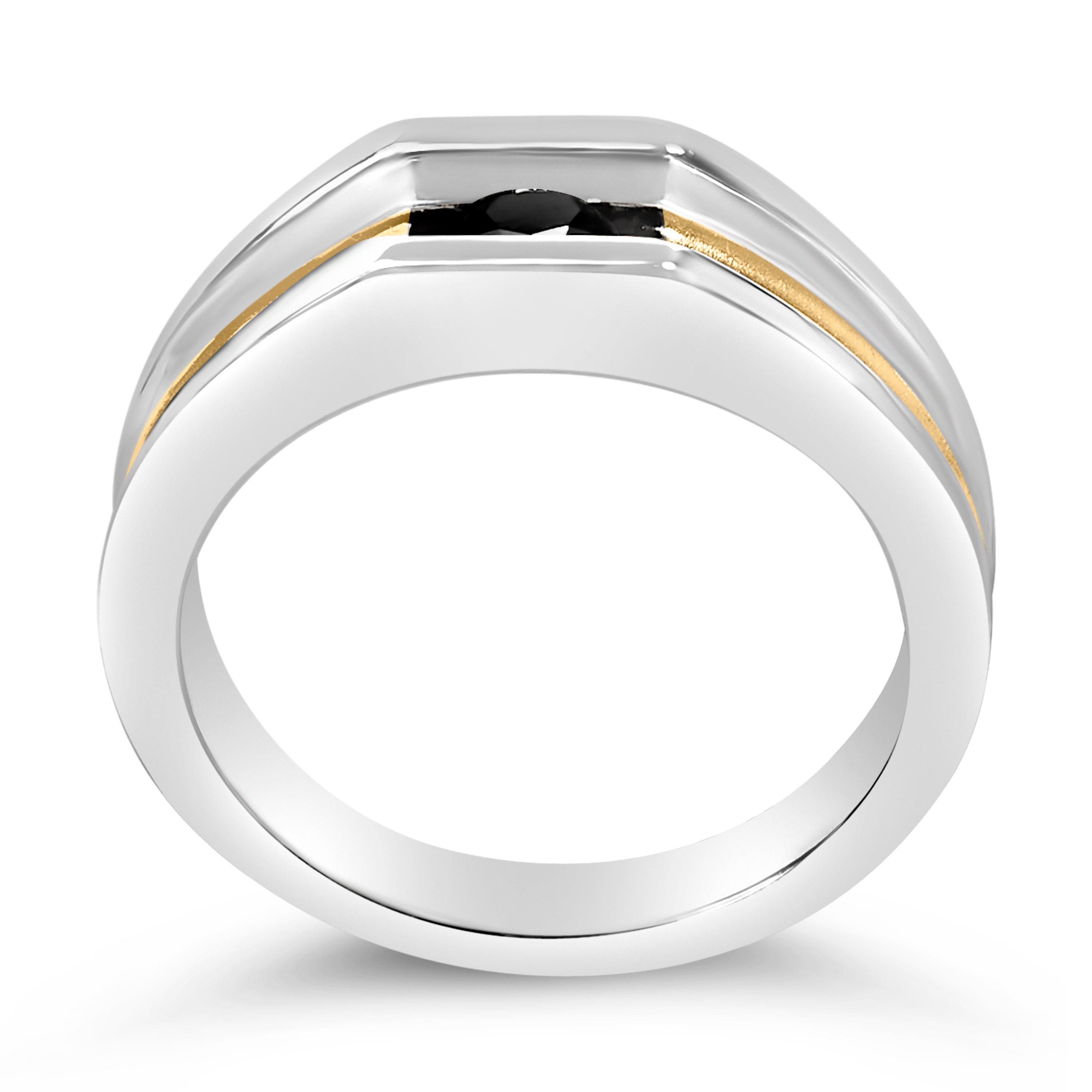 Men's 14K Yellow Gold Plated Sterling Silver 1/2 Cttw Black Diamond Band Ring on sale at MyriadMart
