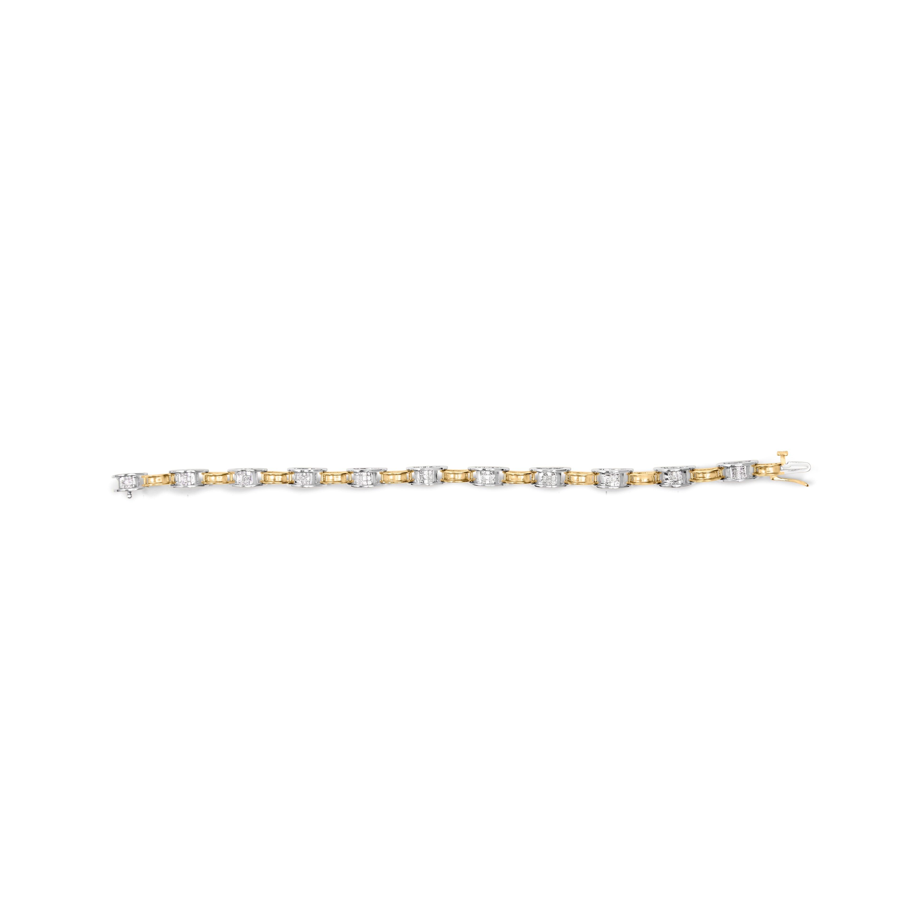 14K Two-Tone Gold 1.00 Cttw Princess-Cut Diamond Chain Link 7" Bracelet H-I Color, SI1-SI2 Clarity on sale at MyriadMart