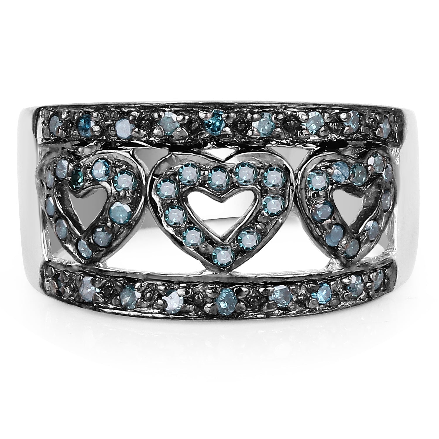 0.32 Carat Genuine Blue Diamond .925 Sterling Silver Ring on sale at MyriadMart