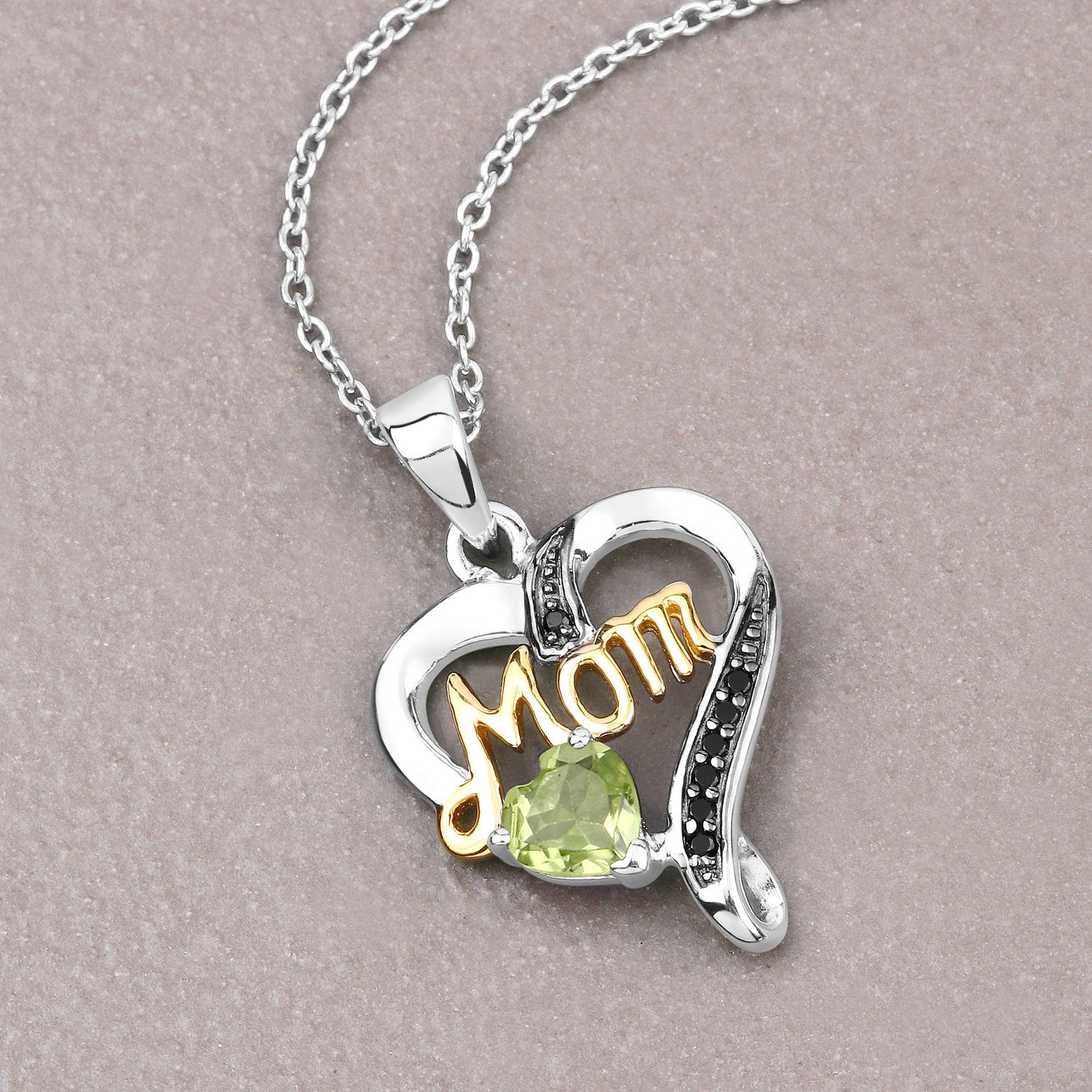 0.49 Carat Genuine Peridot and Black Spinel .925 Sterling Silver Pendant on sale at MyriadMart