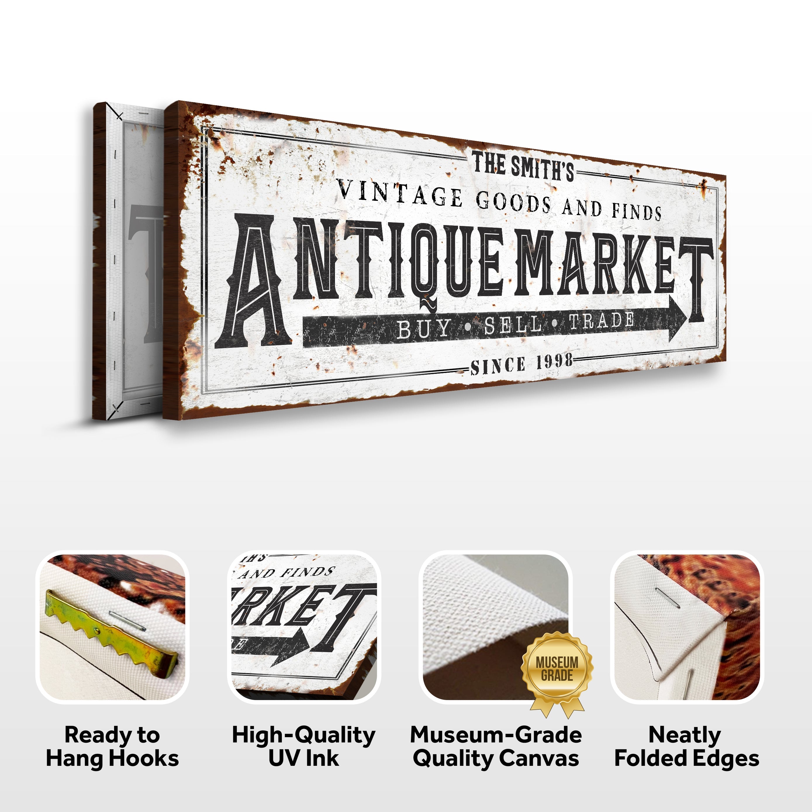 Vintage Antique Market Sign II on sale at MyriadMart