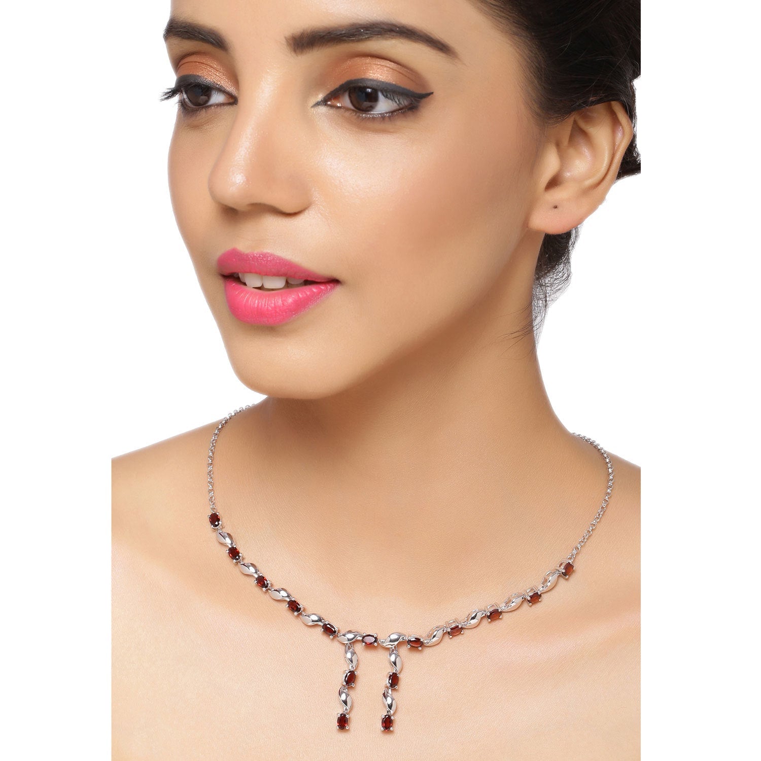 7.65 Carat Genuine Garnet .925 Sterling Silver Necklace on sale at MyriadMart