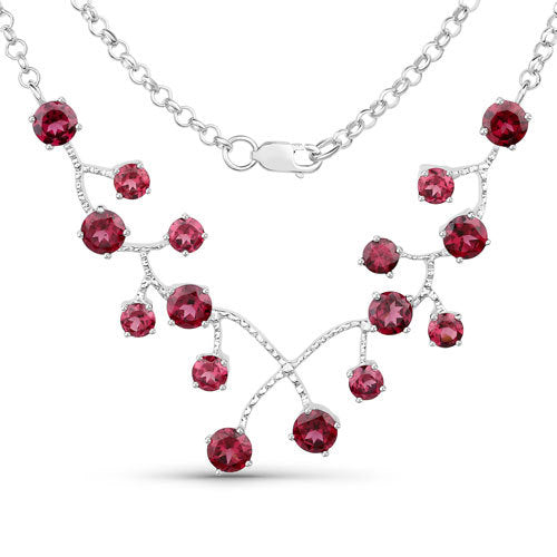 6.00 Carat Genuine Rhodolite Garnet .925 Sterling Silver Necklace on sale at MyriadMart