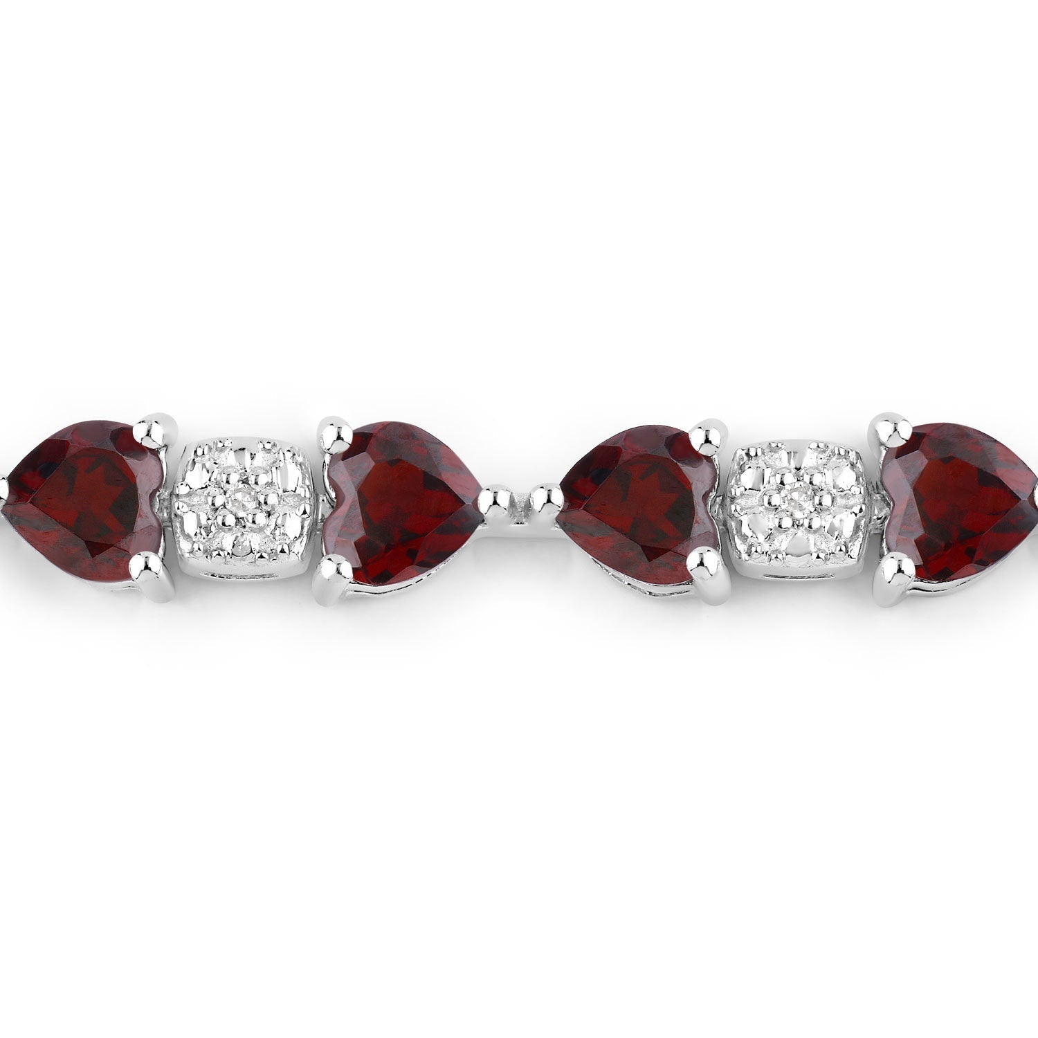11.10 Carat Genuine Garnet and White Diamond .925 Sterling Silver Bracelet on sale at MyriadMart
