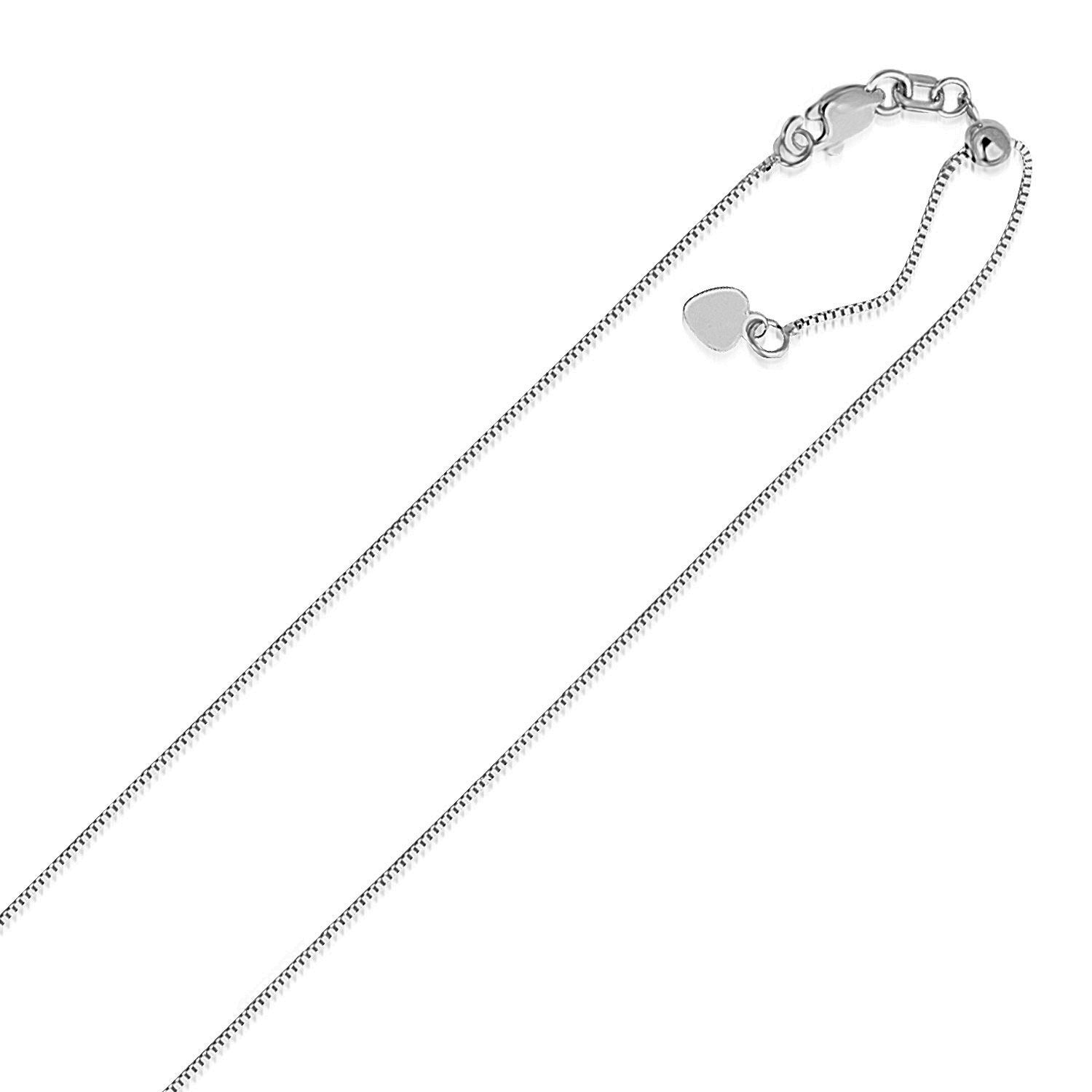 14k White Gold Adjustable Box Chain 0.7mm on sale at MyriadMart