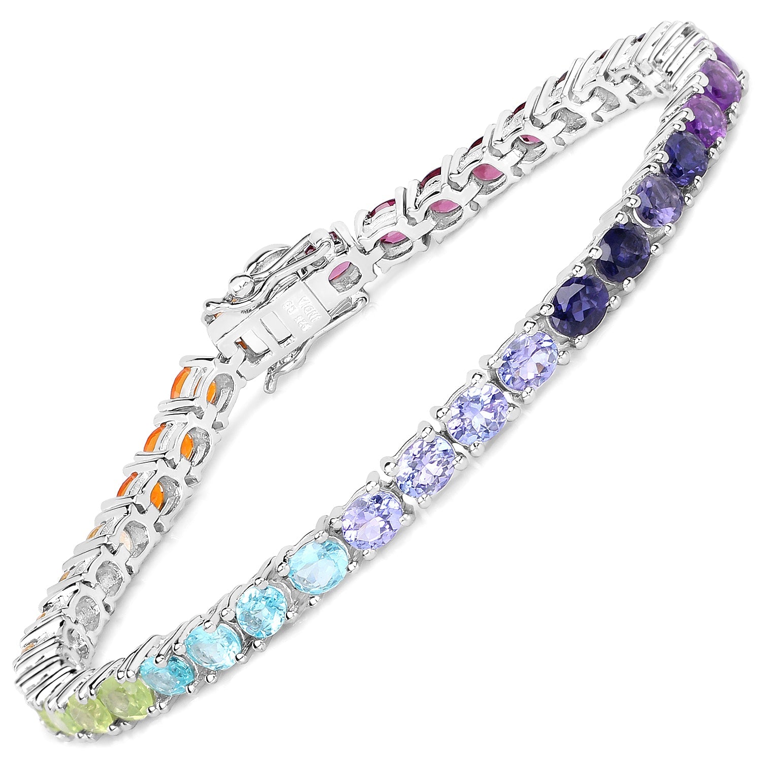 12.04 Carat Genuine Multi Stone .925 Sterling Silver Bracelet on sale at MyriadMart