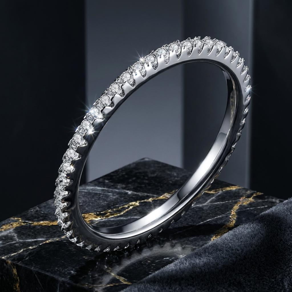 925 Sterling Silver Platinum Plated CZ Pavé Setting Ring Size 5.0 for Women on sale at MyriadMart