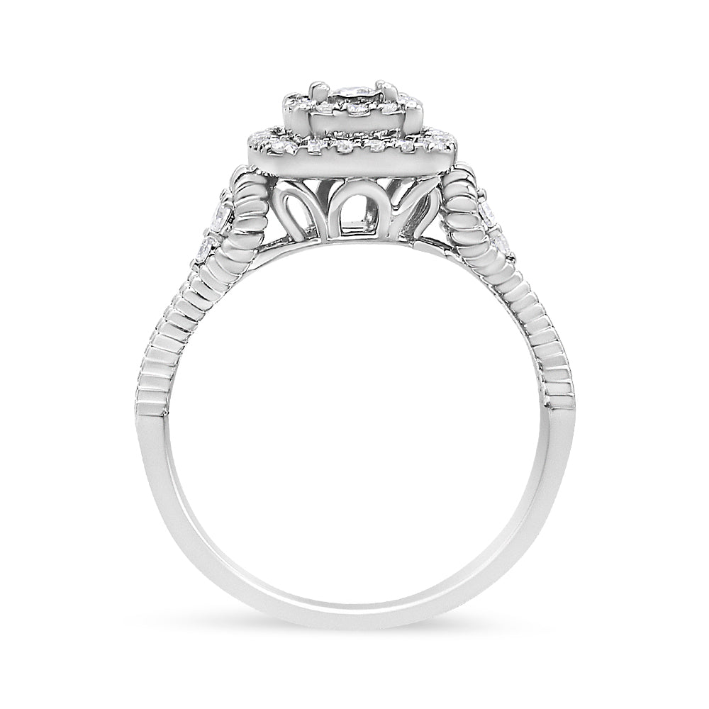 .925 Sterling Silver 1/3 Cttw Miracle Set Round-Cut Diamond Cocktail Ring H-I Color, I1-I2 Clarity - Size 7 on sale at MyriadMart