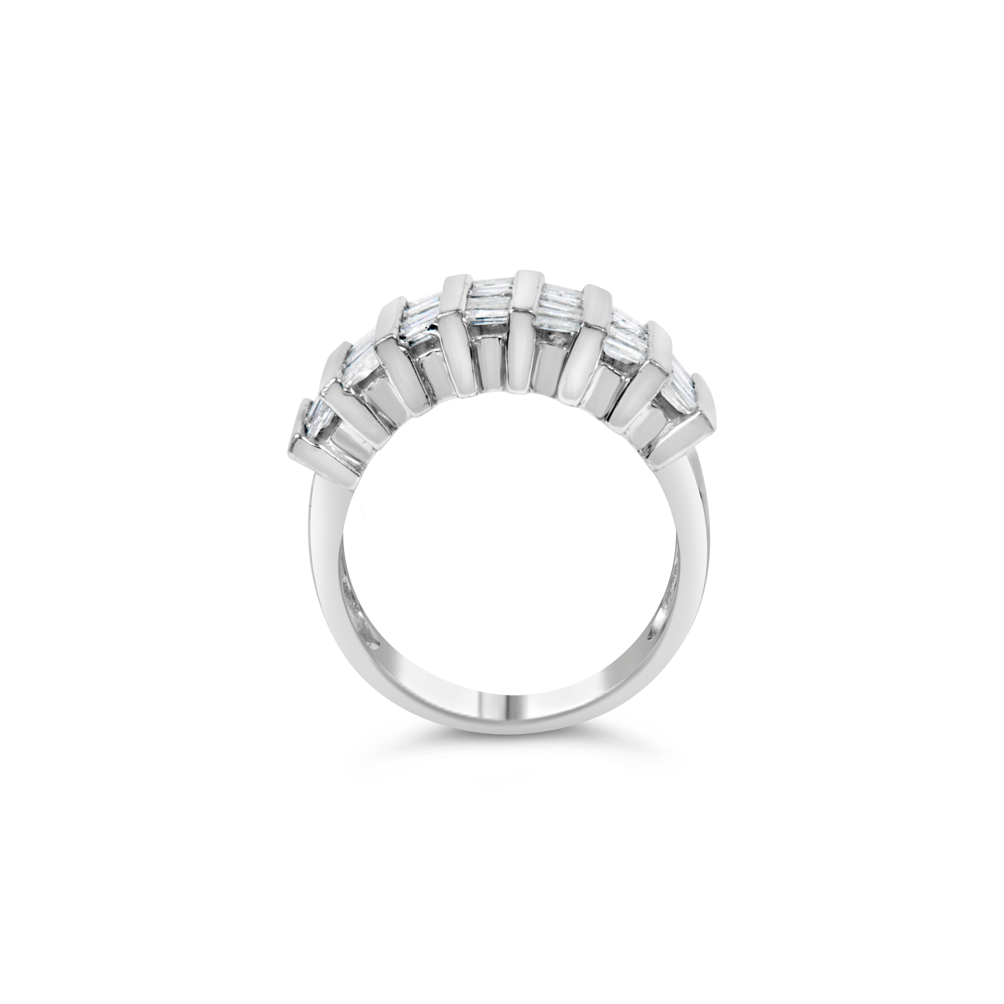 .925 Sterling Silver 1.0 Cttw Baguette Cut Diamond Vertical Channel Fluted Multi-Row Unisex Fashion Wedding Ring H-I Color, I1-I2 Clarity - Size 6-3/4 on sale at MyriadMart