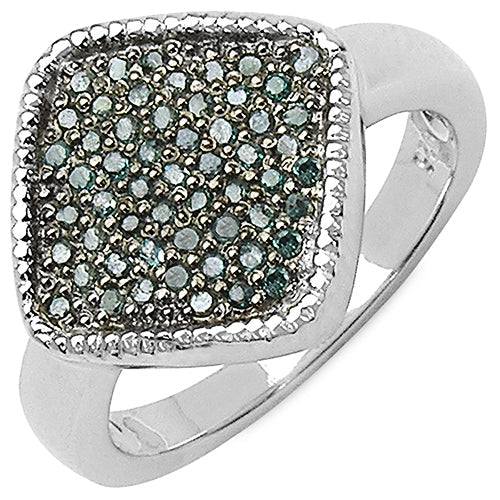 0.28 Carat Genuine Blue Diamond .925 Sterling Silver Ring on sale at MyriadMart