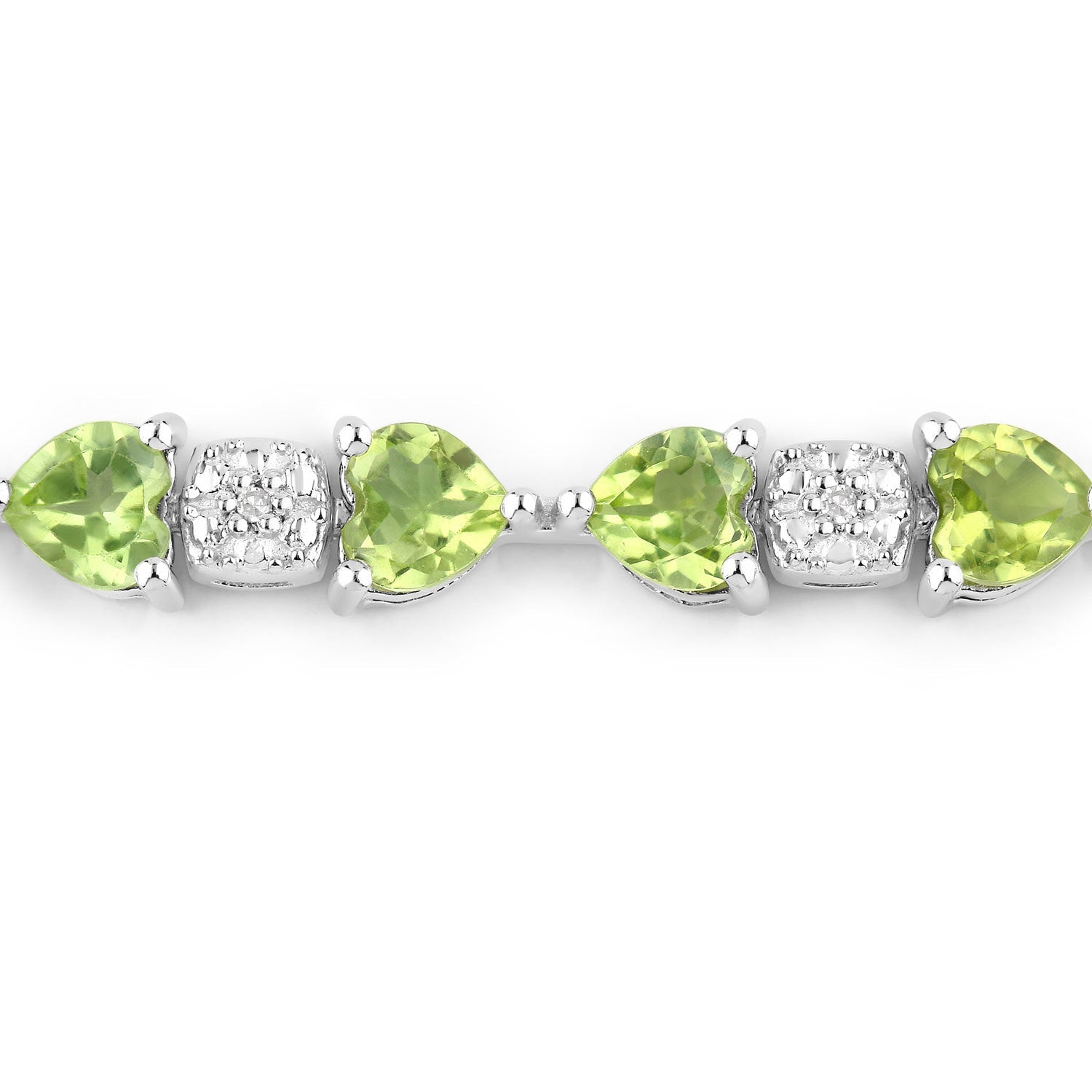 9.78 Carat Genuine Peridot and White Diamond .925 Sterling Silver Bracelet on sale at MyriadMart
