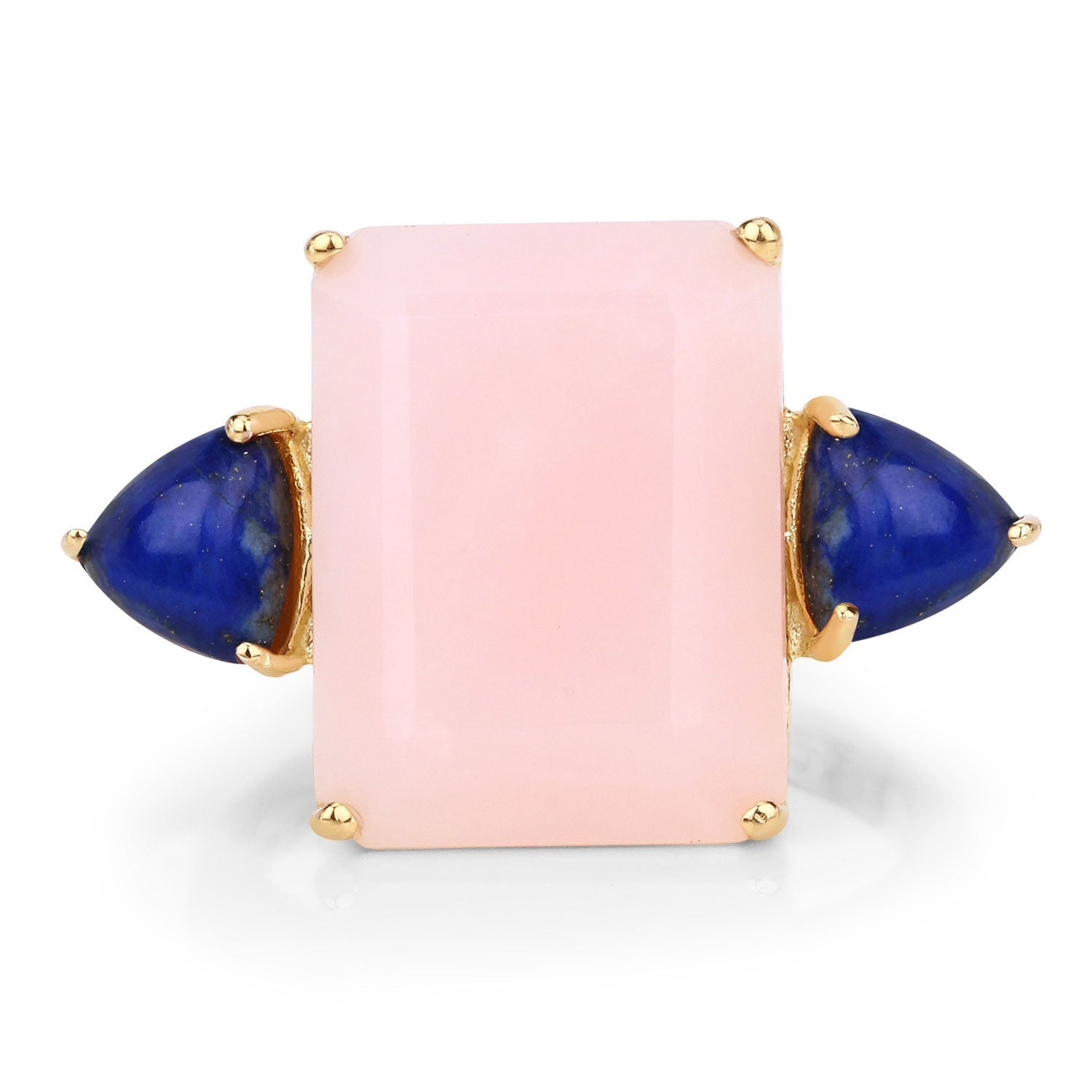 12.18 Carat Genuine Pink Opal and Lapis .925 Sterling Silver Ring on sale at MyriadMart