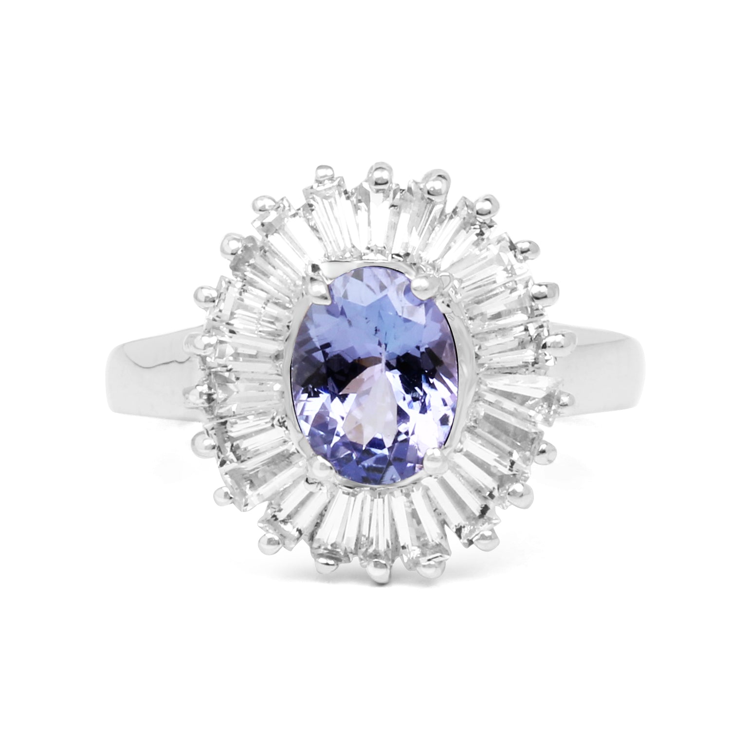 2.47 Carat Genuine Tanzanite and White Topaz .925 Sterling Silver Ring on sale at MyriadMart