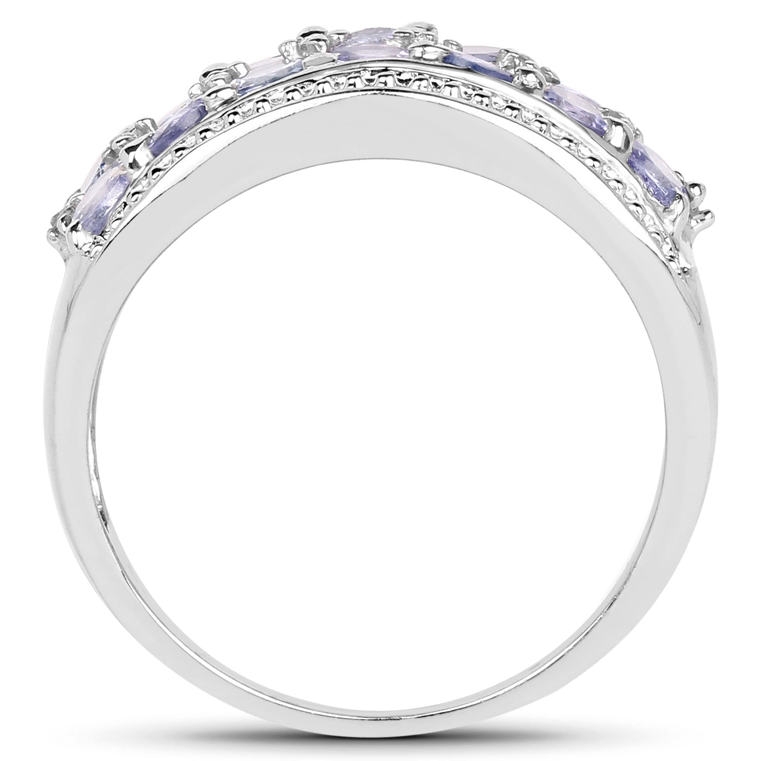 1.44 Carat Genuine Tanzanite & White Topaz .925 Sterling Silver Ring on sale at MyriadMart