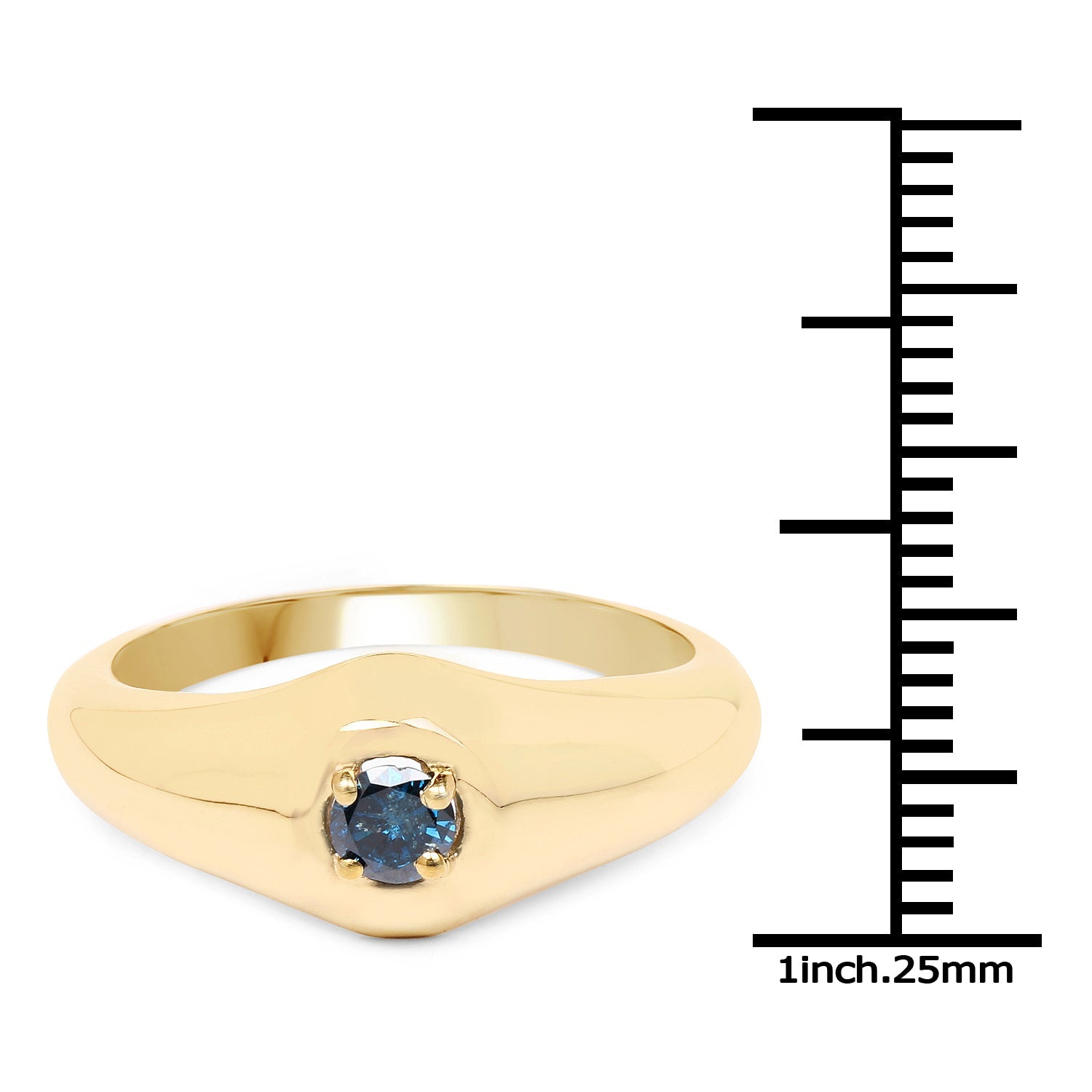 14K Yellow Gold Plated 0.20 Carat Genuine Blue Diamond .925 Sterling Silver Ring on sale at MyriadMart