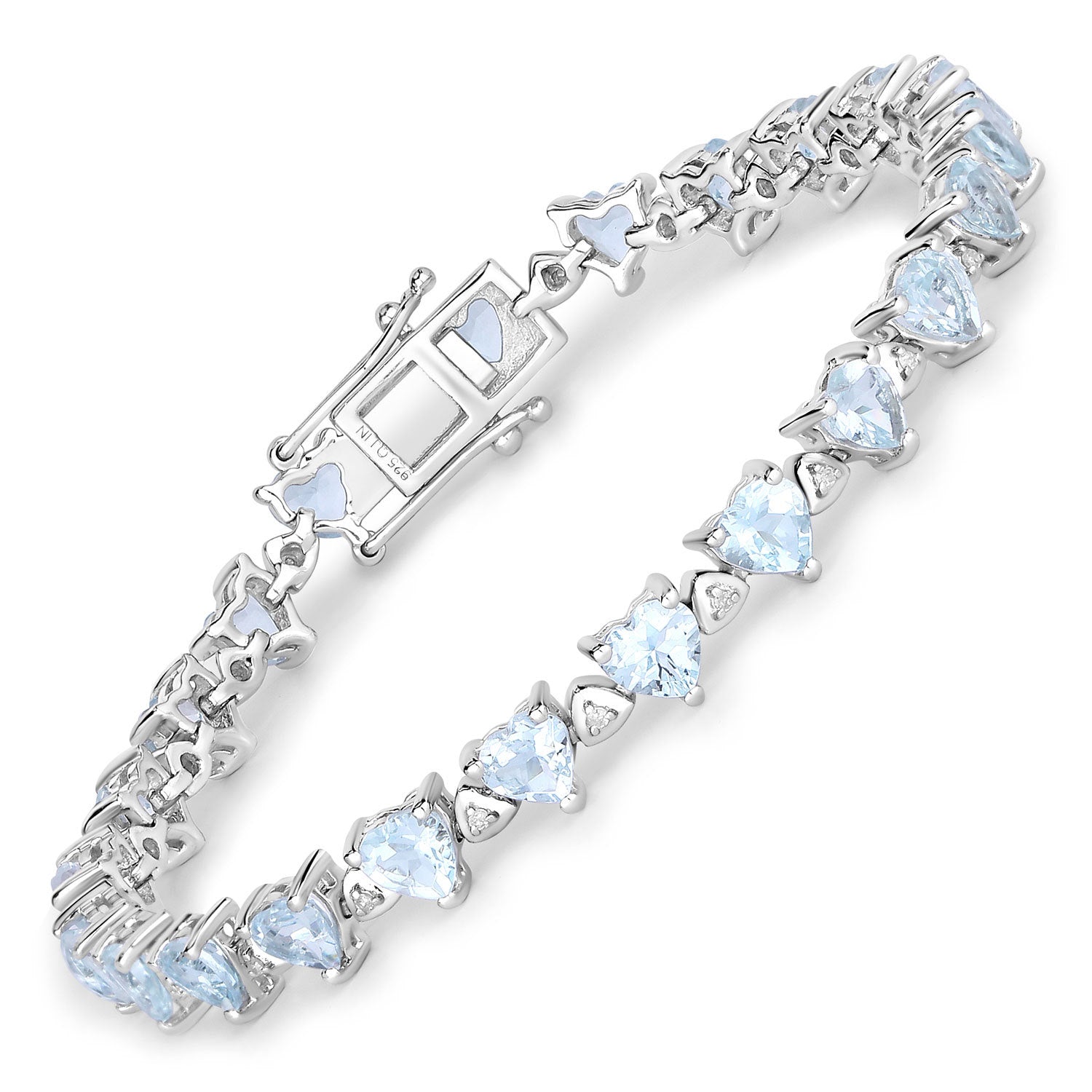 7.71 Carat Genuine Aquamarine and White Diamond .925 Sterling Silver Bracelet on sale at MyriadMart