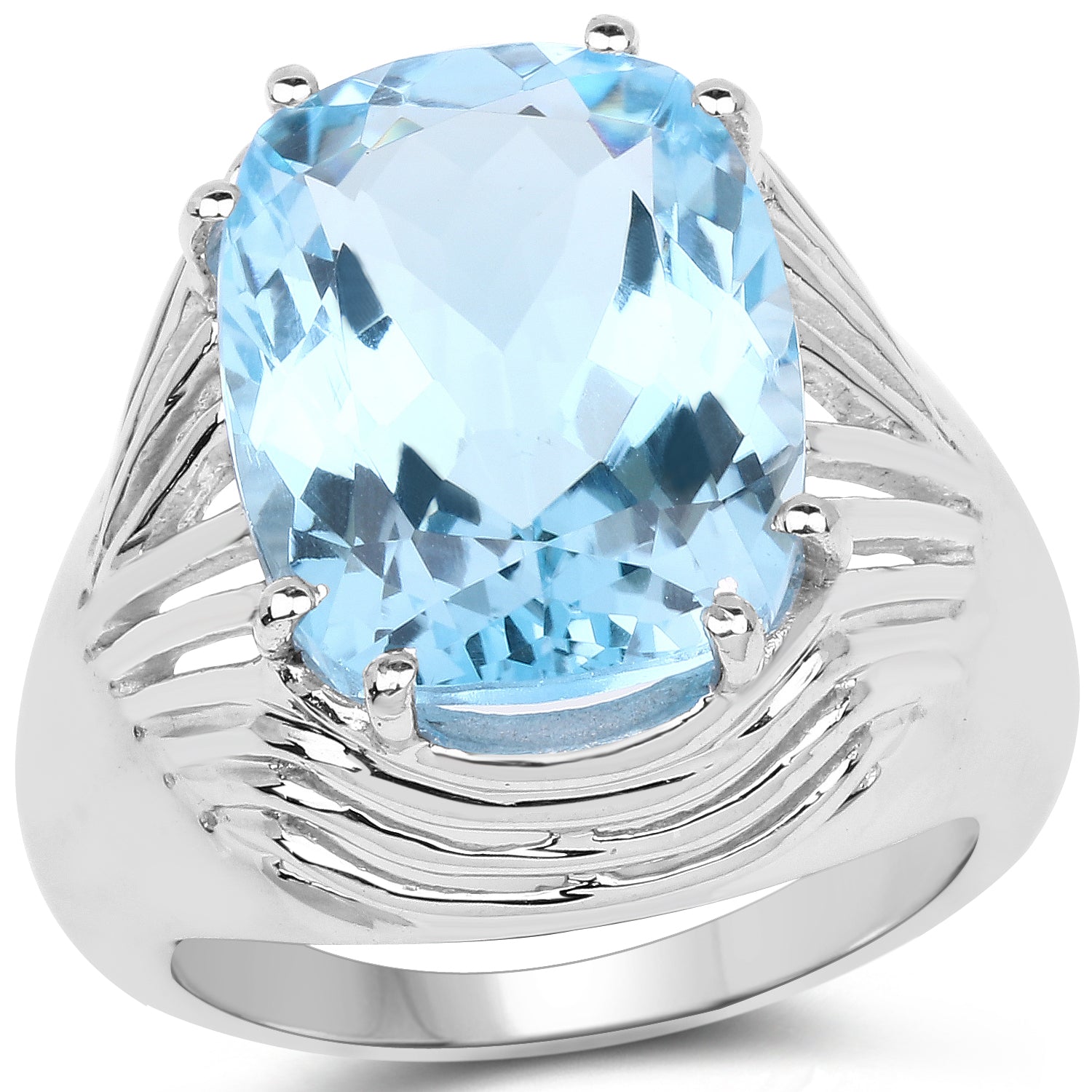 12.10 Carat Genuine Blue Topaz .925 Sterling Silver Ring on sale at MyriadMart