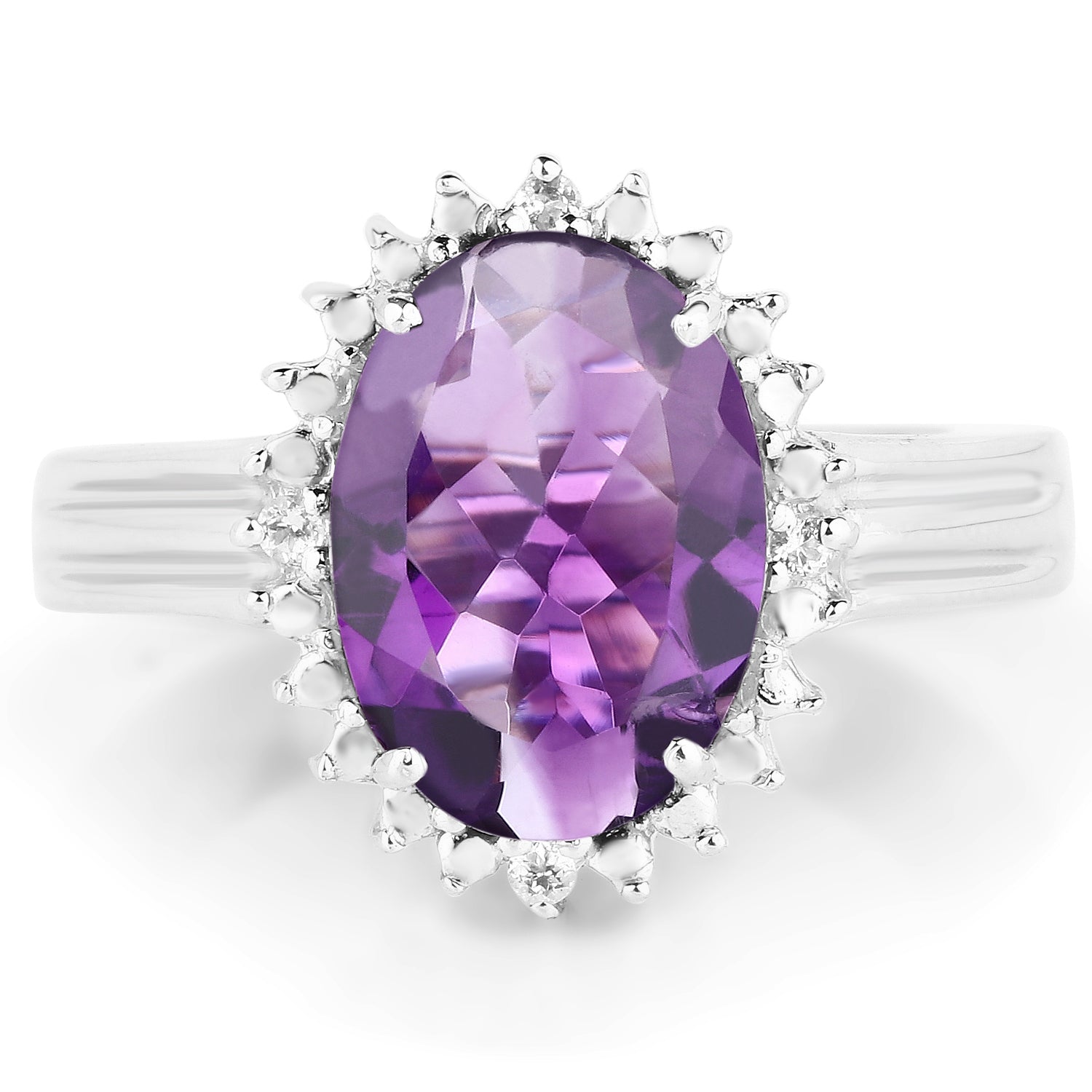 4.99 Carat Genuine Amethyst and White Topaz .925 Sterling Silver Ring on sale at MyriadMart