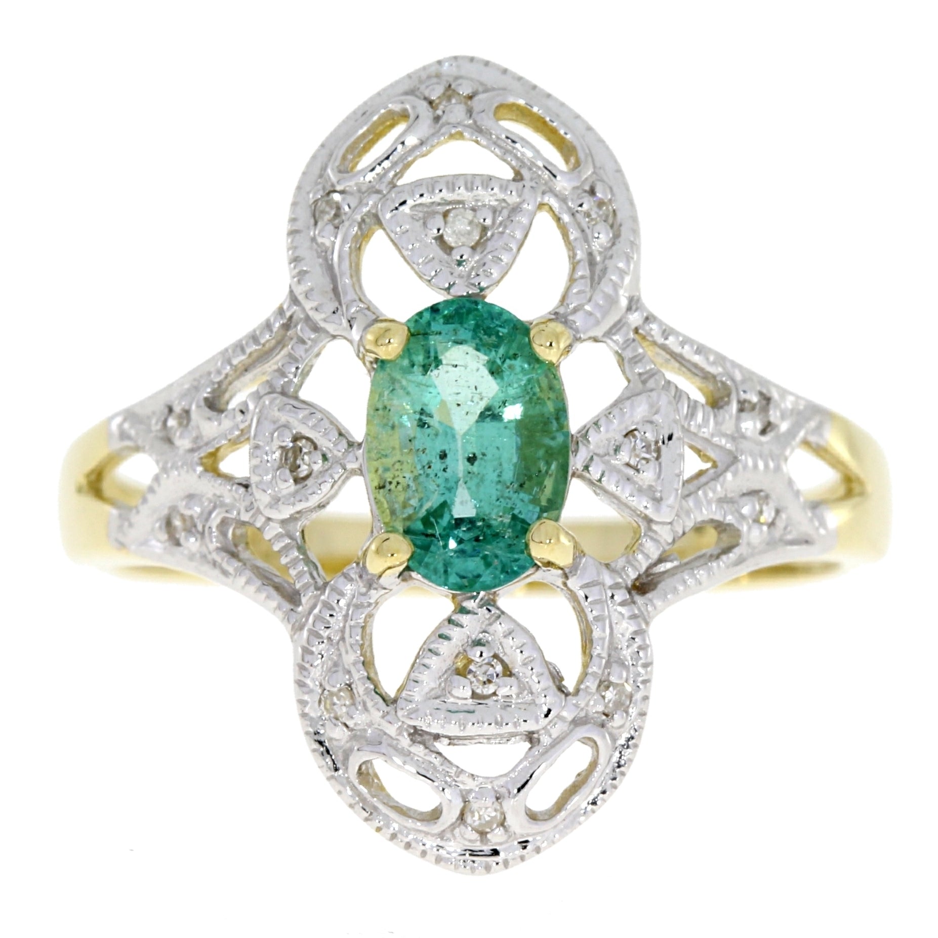 .70ct Emerald Diamond Ring 10KT Yellow Gold on sale at MyriadMart