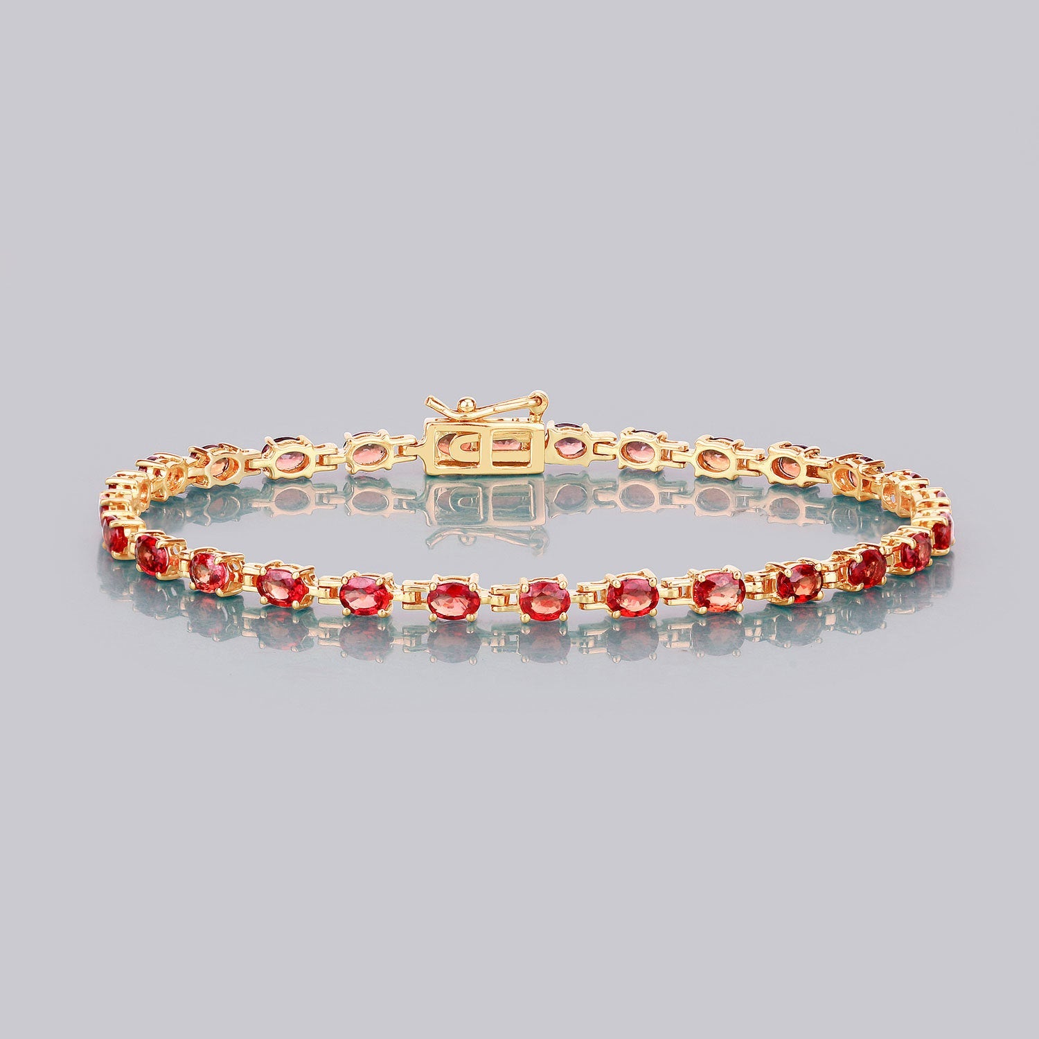 7.00 Carat Genuine Orange Sapphire 14K Yellow Gold Bracelet on sale at MyriadMart