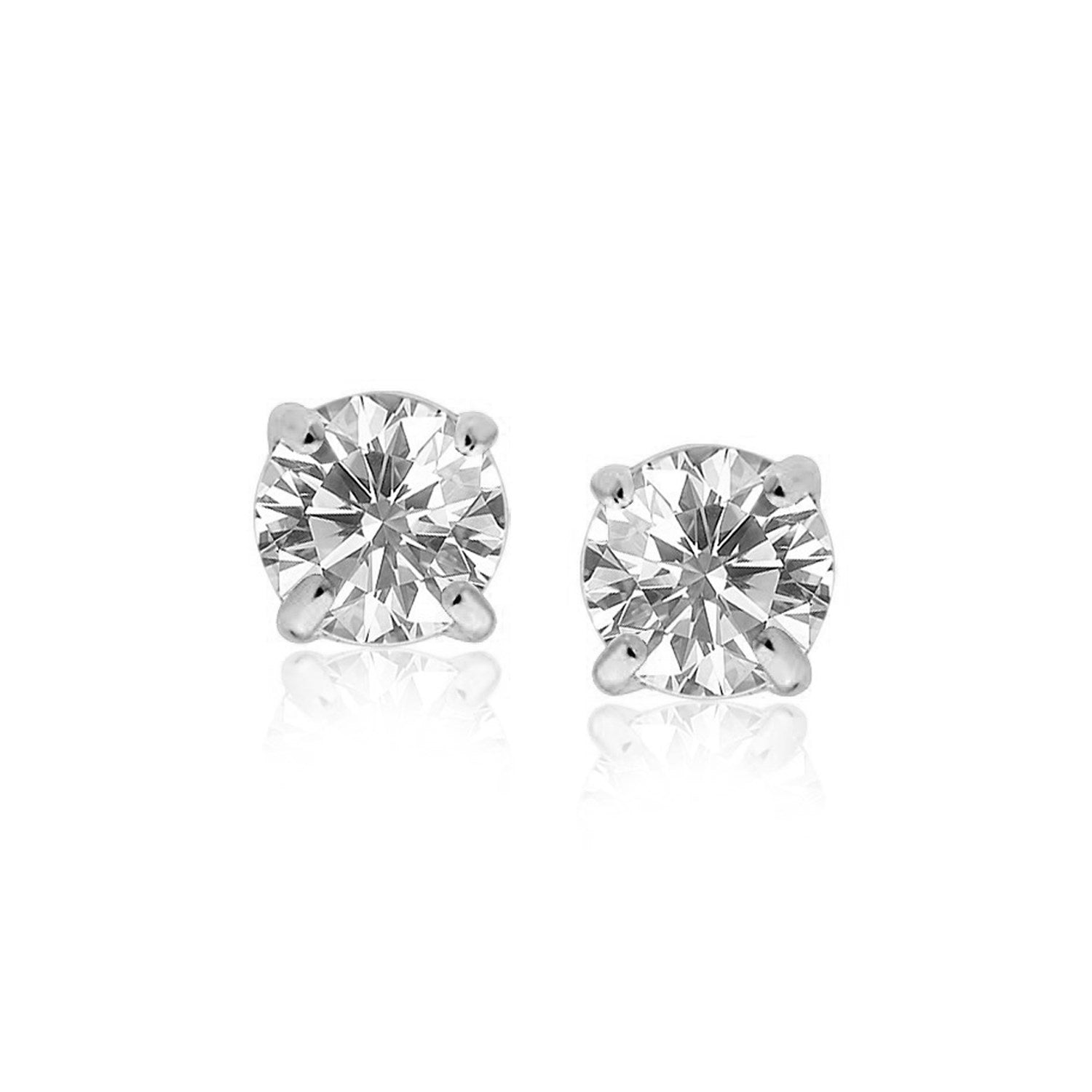 Sterling Silver 8.0mm Round CZ Stud Earrings on sale at MyriadMart
