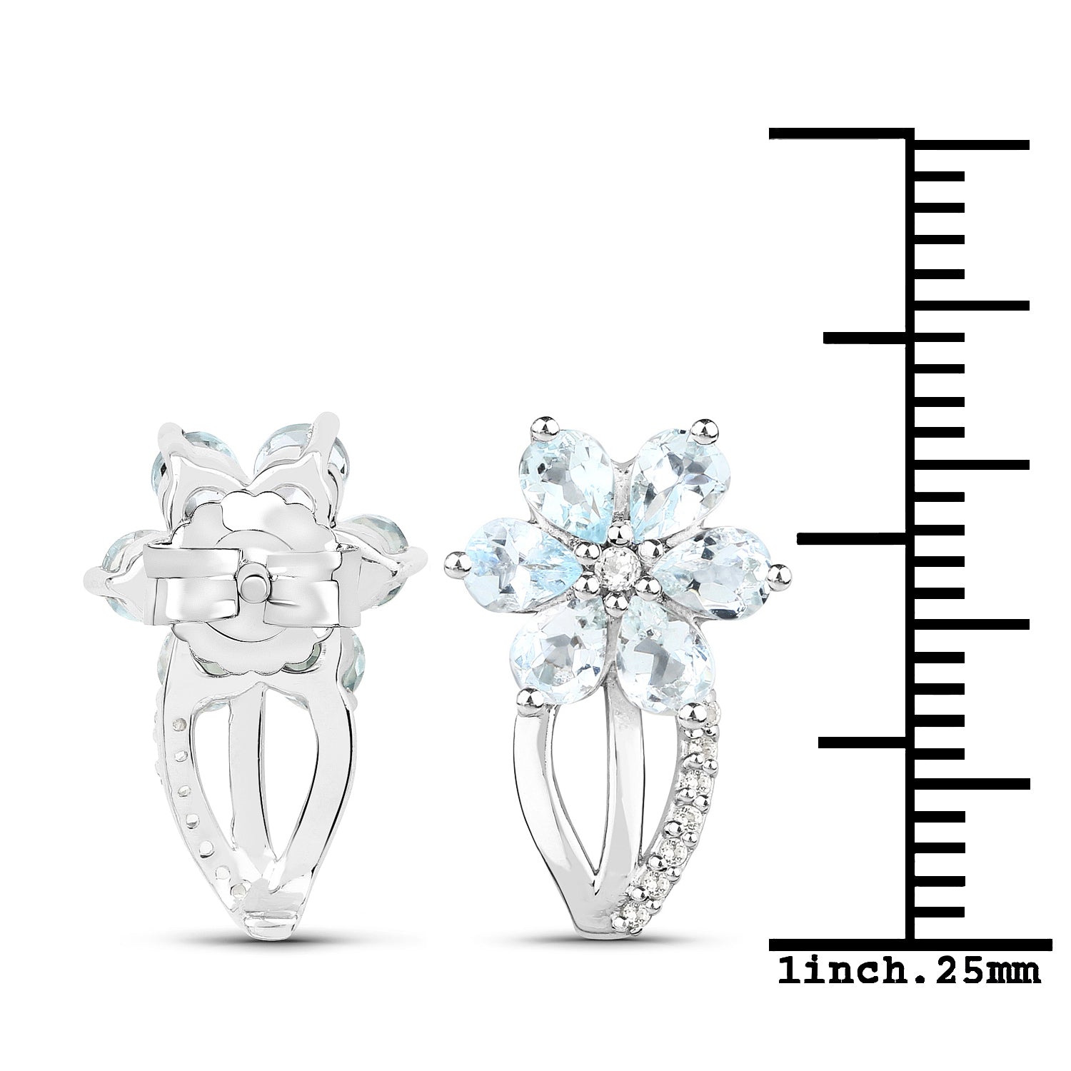 1.54 Carat Genuine Aquamarine and White Topaz .925 Sterling Silver Earrings on sale at MyriadMart