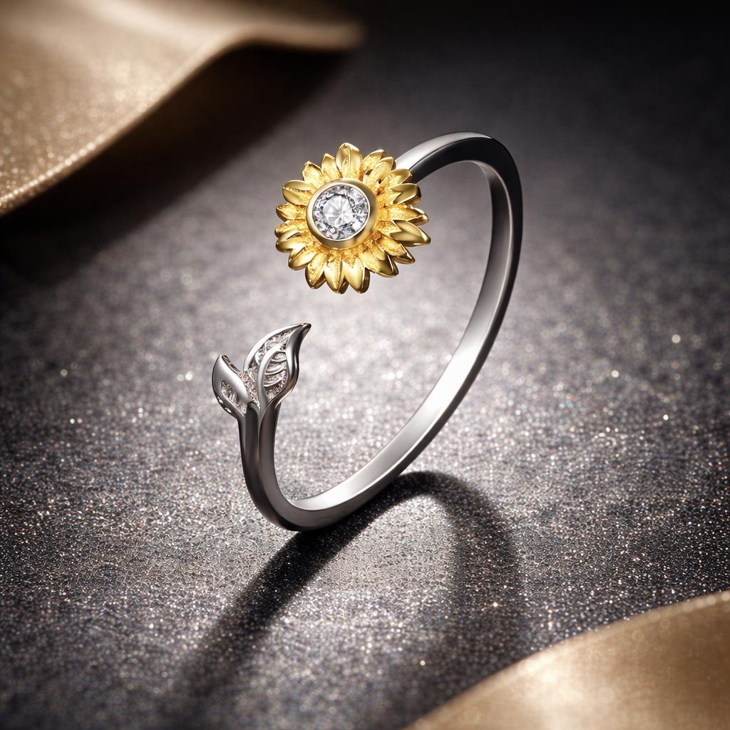 925 Sterling Silver Ring with Pavé Setting CZ, 0.1cm Width, Flower Design for Women on sale at MyriadMart