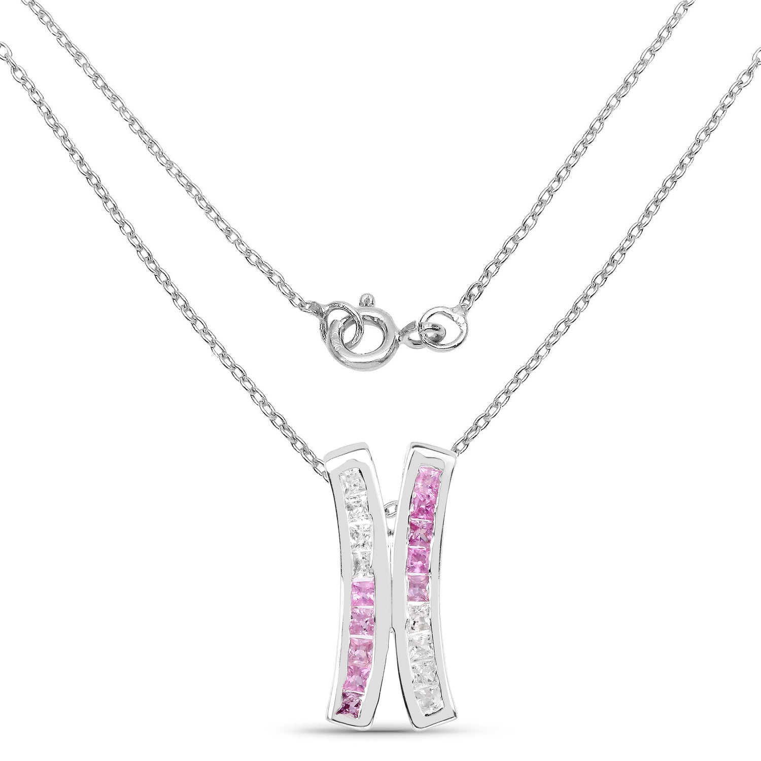 1.08 Carat Genuine Pink Sapphire and White Sapphire .925 Sterling Silver Pendant on sale at MyriadMart