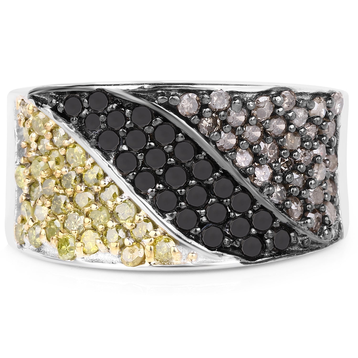 1.32 Carat Genuine multi Diamond .925 Sterling Silver Ring on sale at MyriadMart