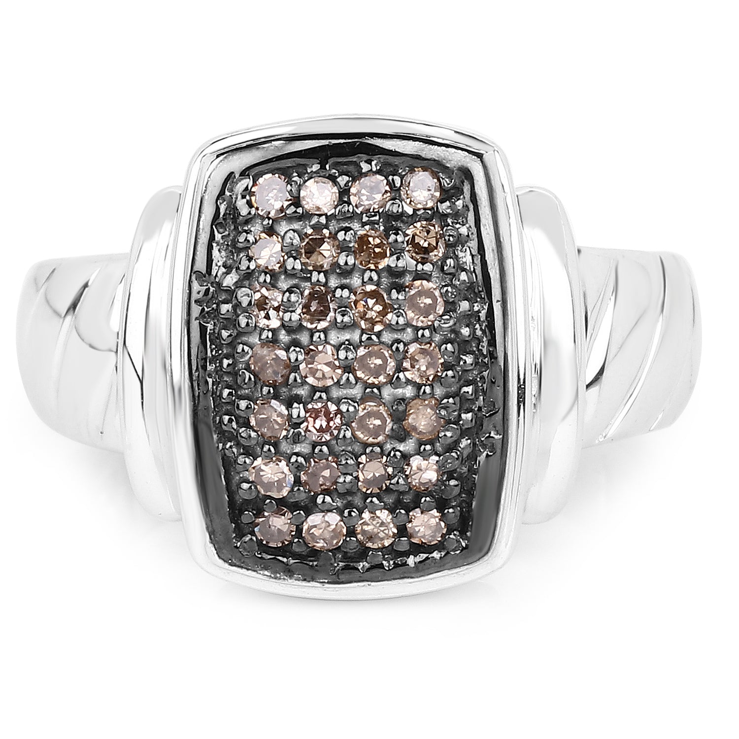 0.22 Carat Genuine Champagne Diamond .925 Sterling Silver Ring on sale at MyriadMart