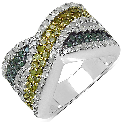 1.44 Carat Genuine Multi Diamond .925 Sterling Silver Ring on sale at MyriadMart
