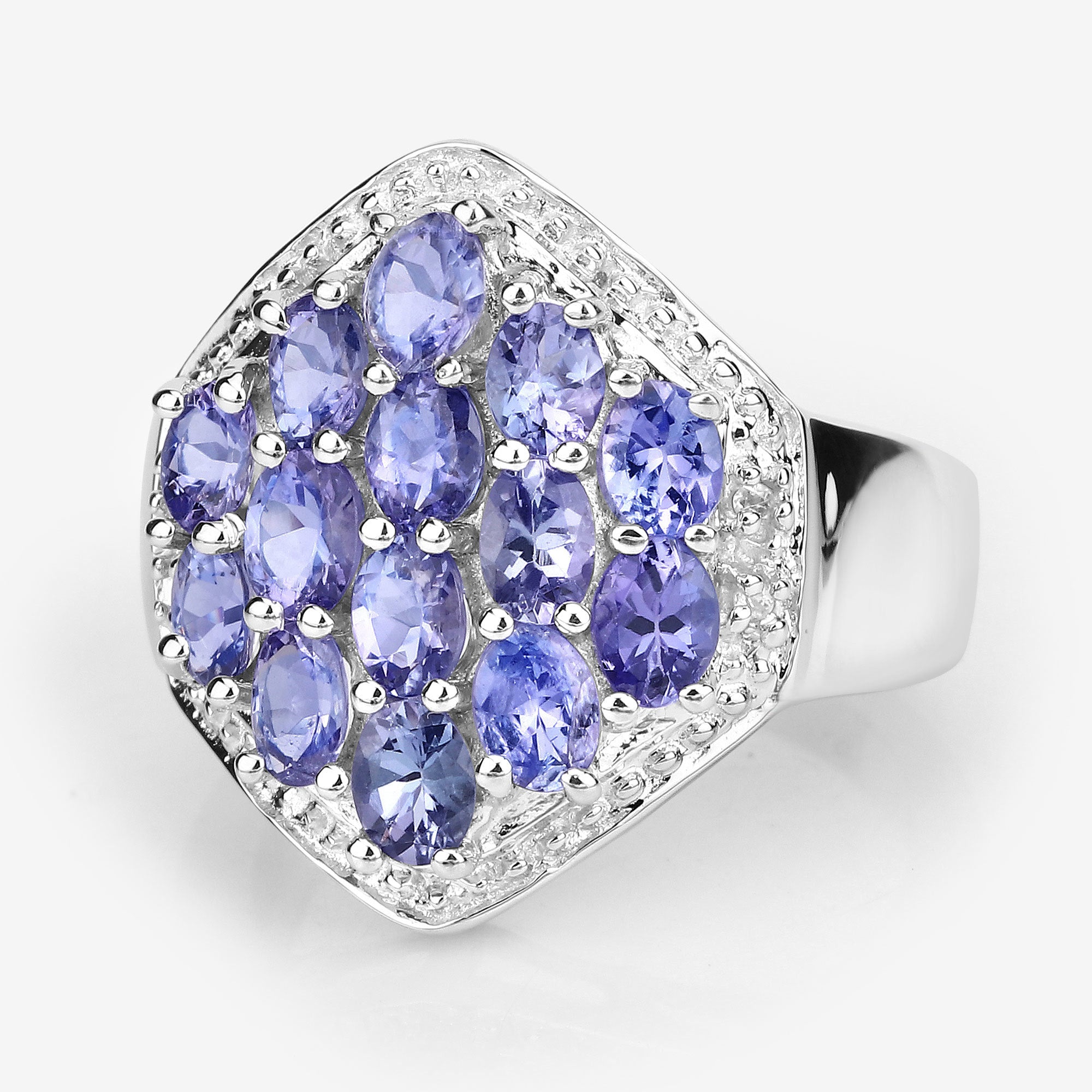 2.41 Carat Genuine Tanzanite and White Topaz .925 Sterling Silver Ring on sale at MyriadMart