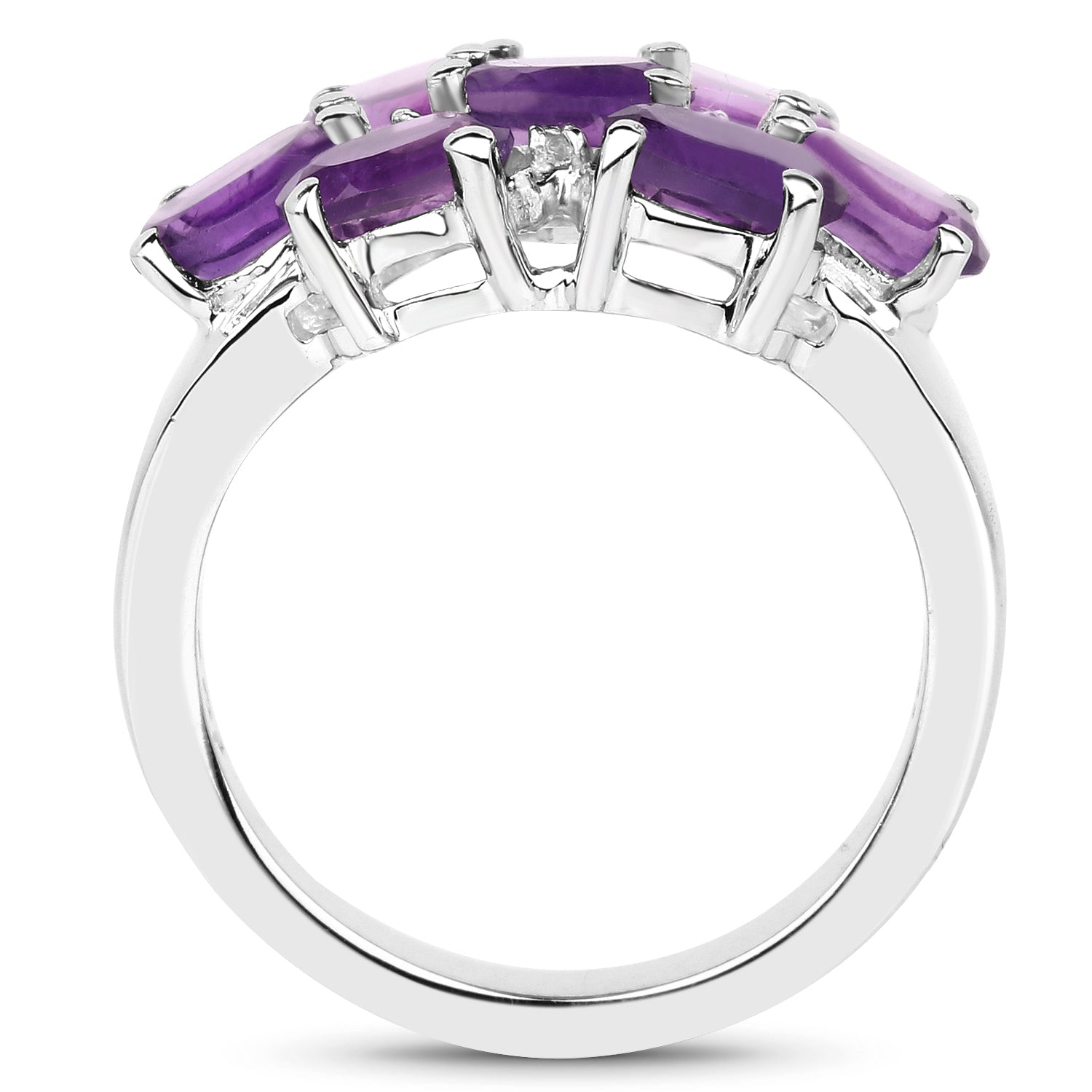 3.05 Carat Genuine Amethyst and White Topaz .925 Sterling Silver Ring on sale at MyriadMart