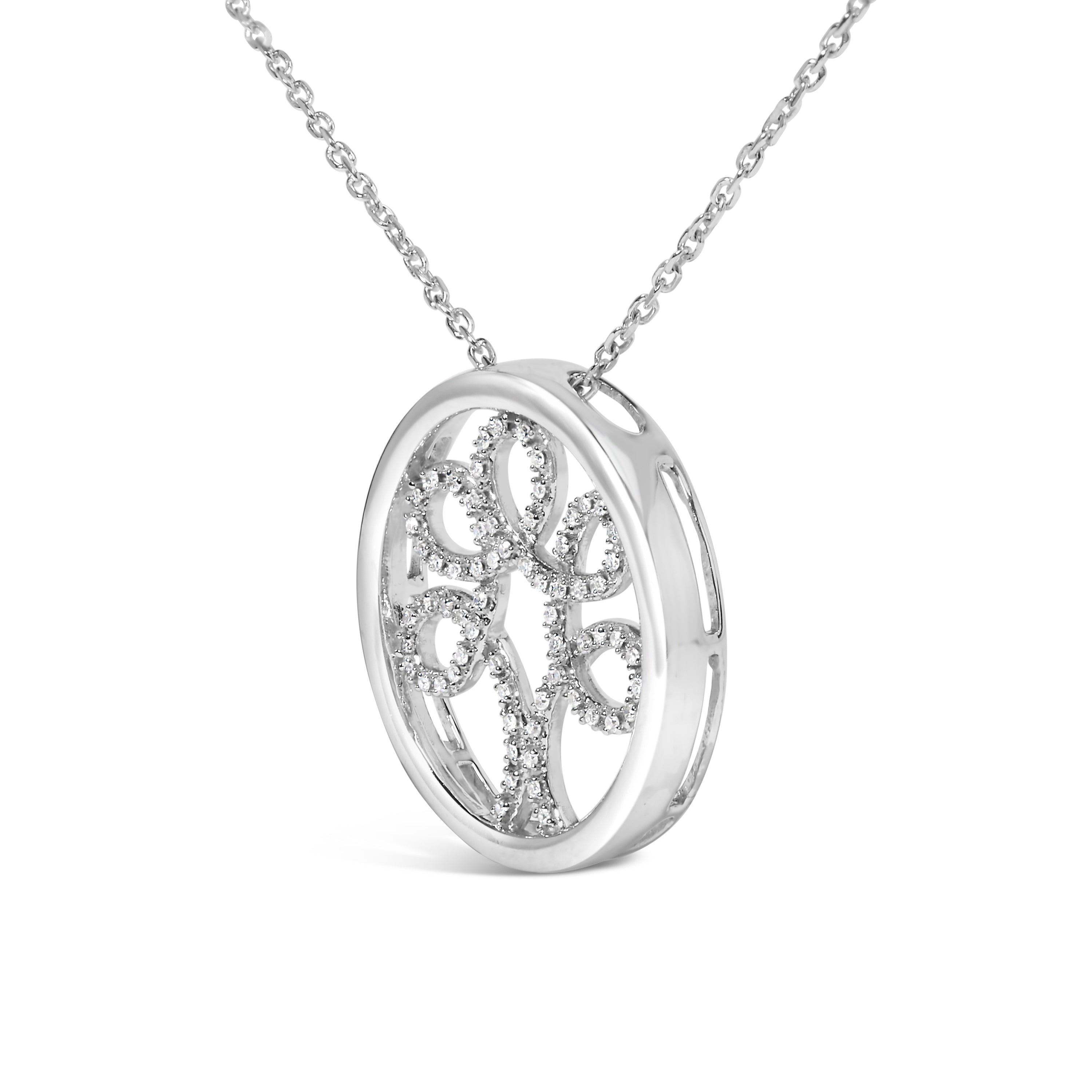 .925 Sterling Silver 1/10 Cttw Diamond Tree of Life Pendant Necklace I-J Color, I3 Clarity on sale at MyriadMart