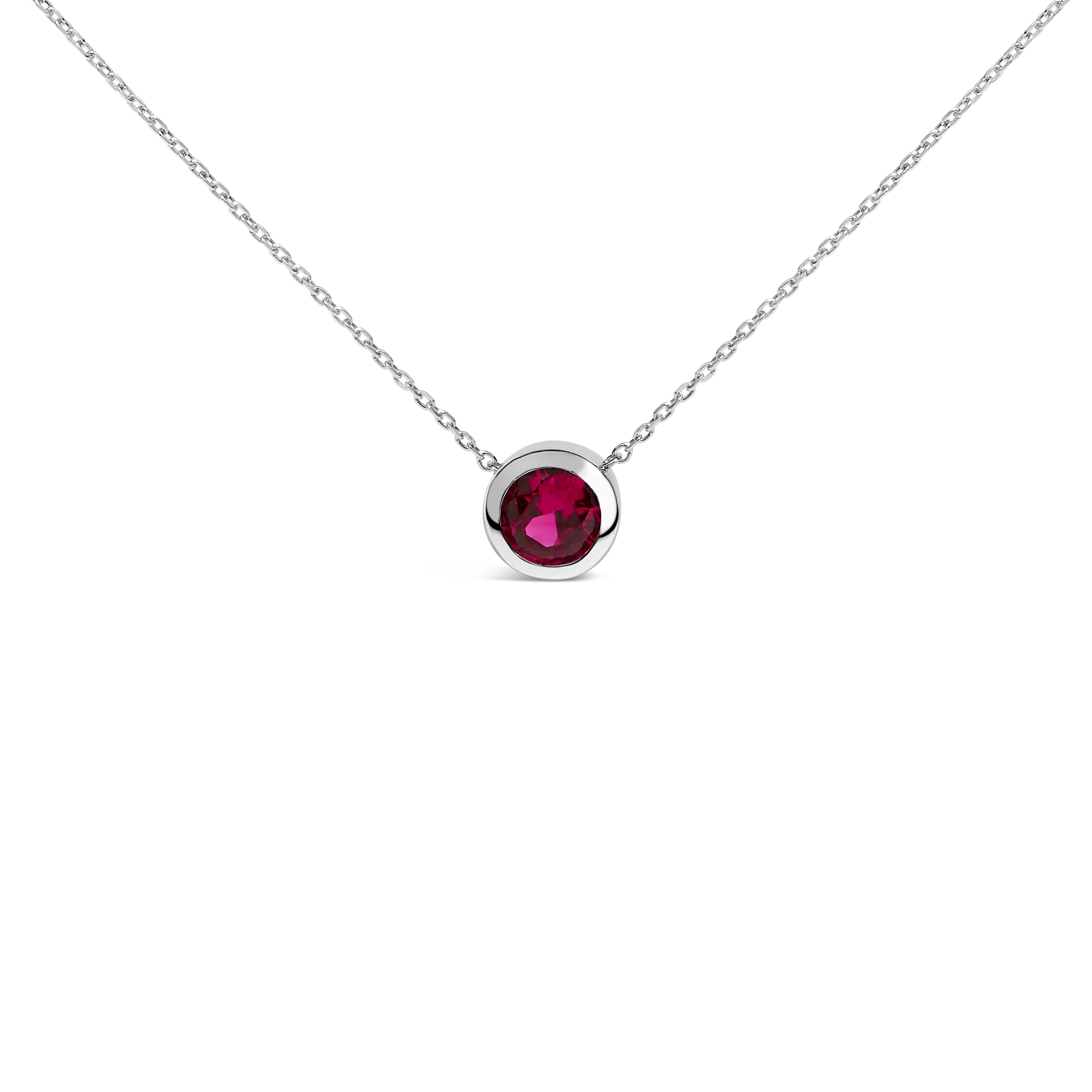 .925 Sterling Silver 7MM Bezel Set Created Purple Amethyst Pendant Necklace - 18" Inches on sale at MyriadMart