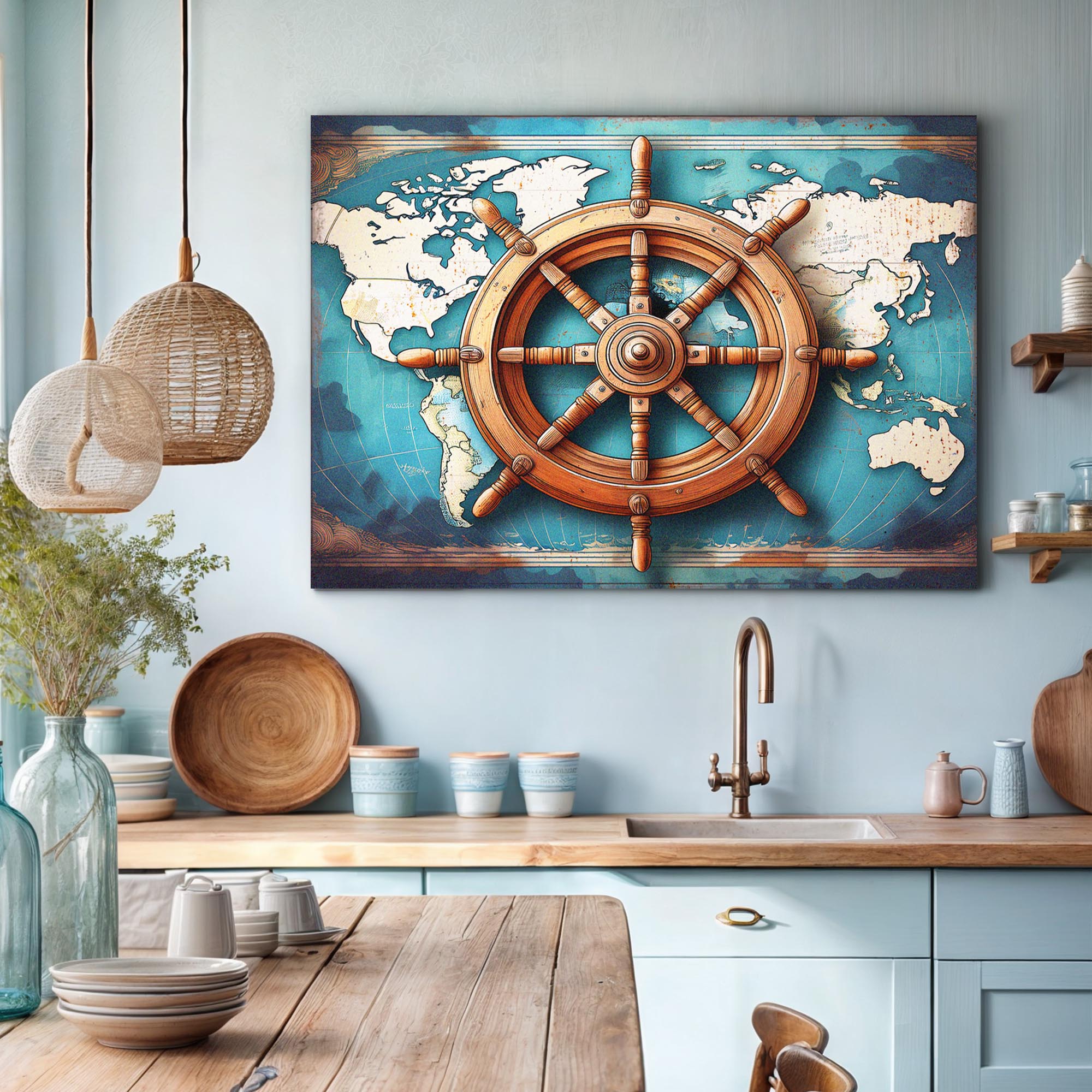 Sailboat Ship Wheel Coastal Wall Art on sale at MyriadMart