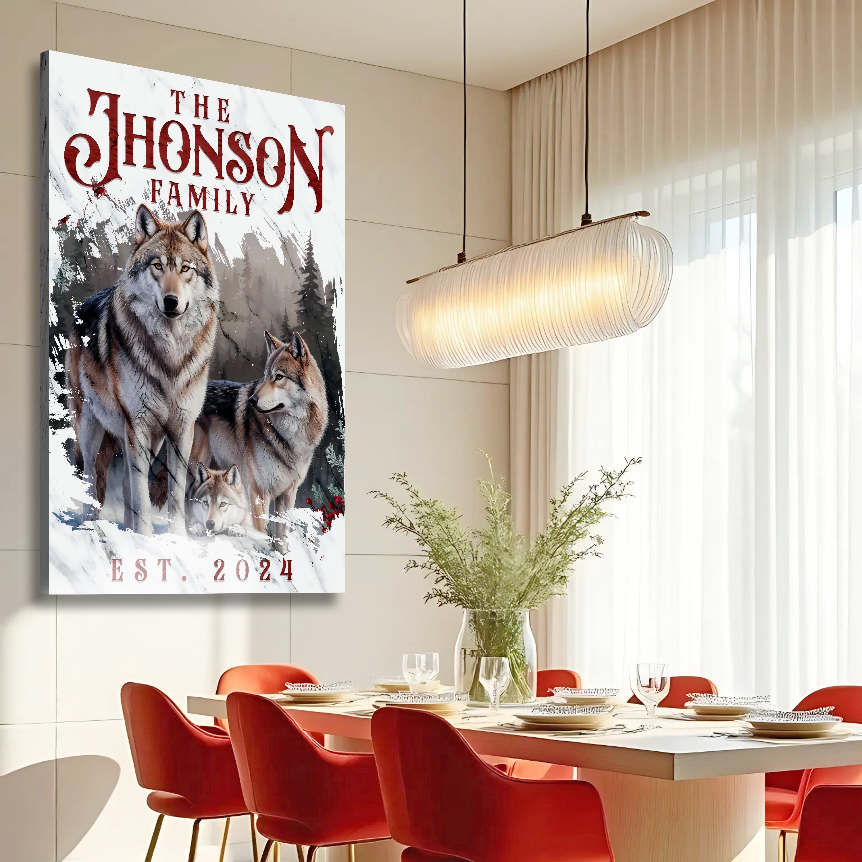 Personalized Wolf Family Wall Art on sale at MyriadMart