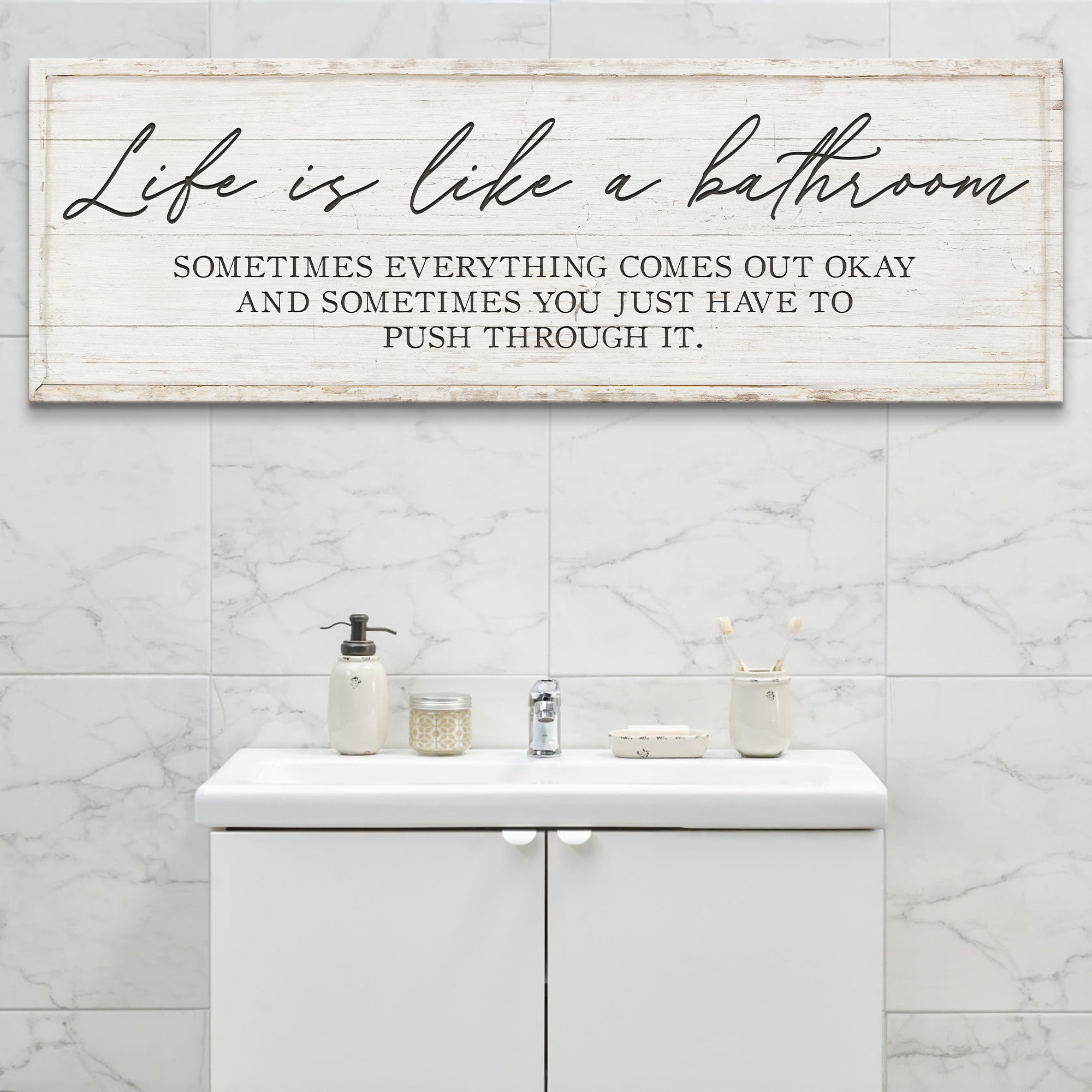 Life Is Like A Bathroom Sign on sale at MyriadMart