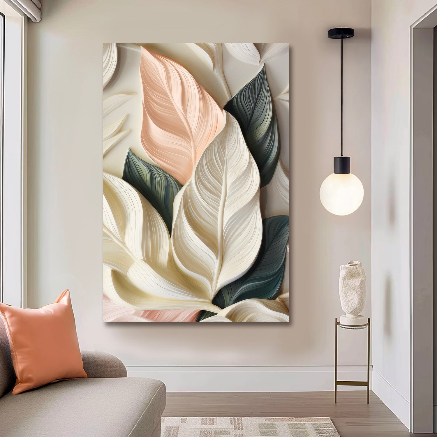 Elegant 3D Pastel Leaf Wall Art on sale at MyriadMart