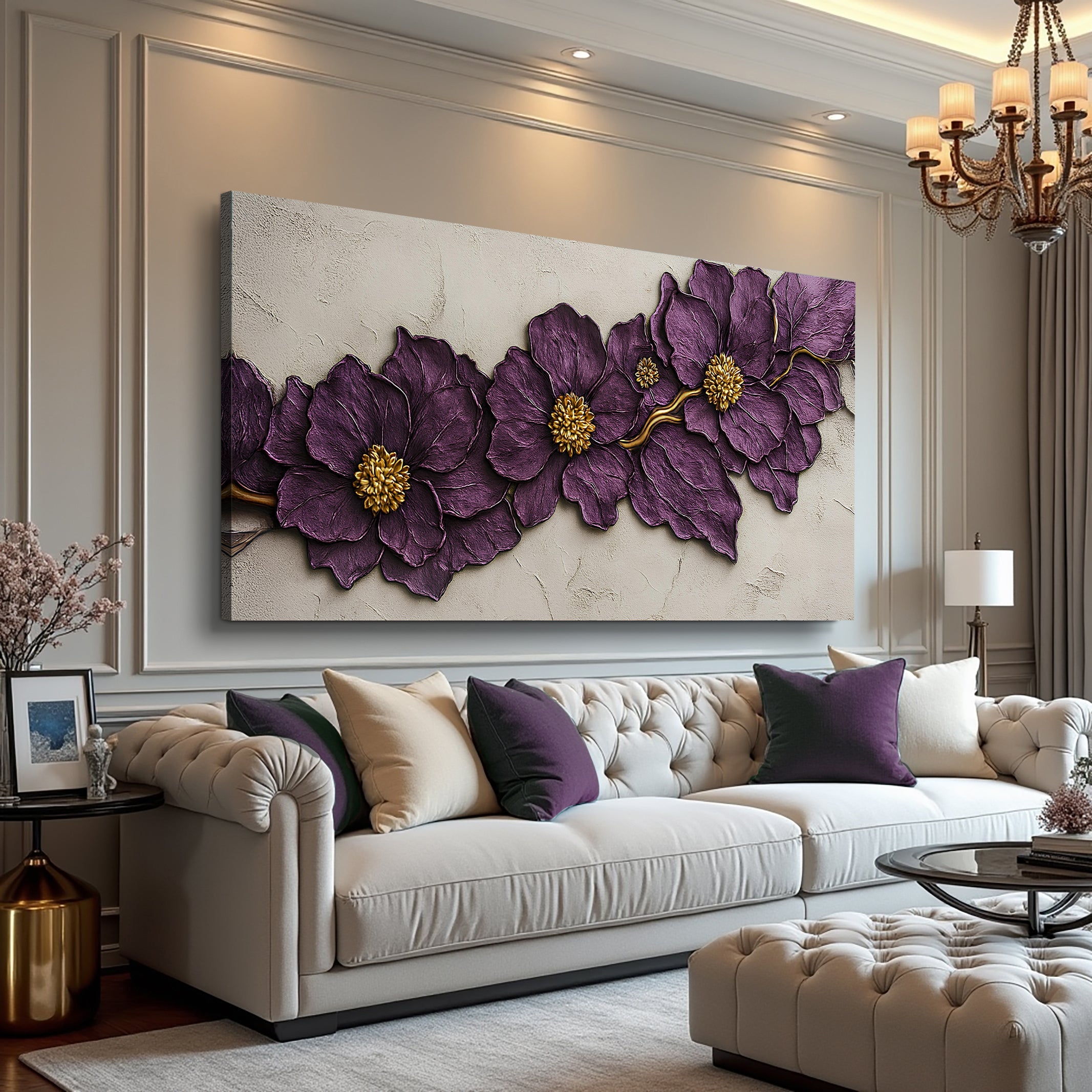 Purple Flower Plaster Wall Art on sale at MyriadMart