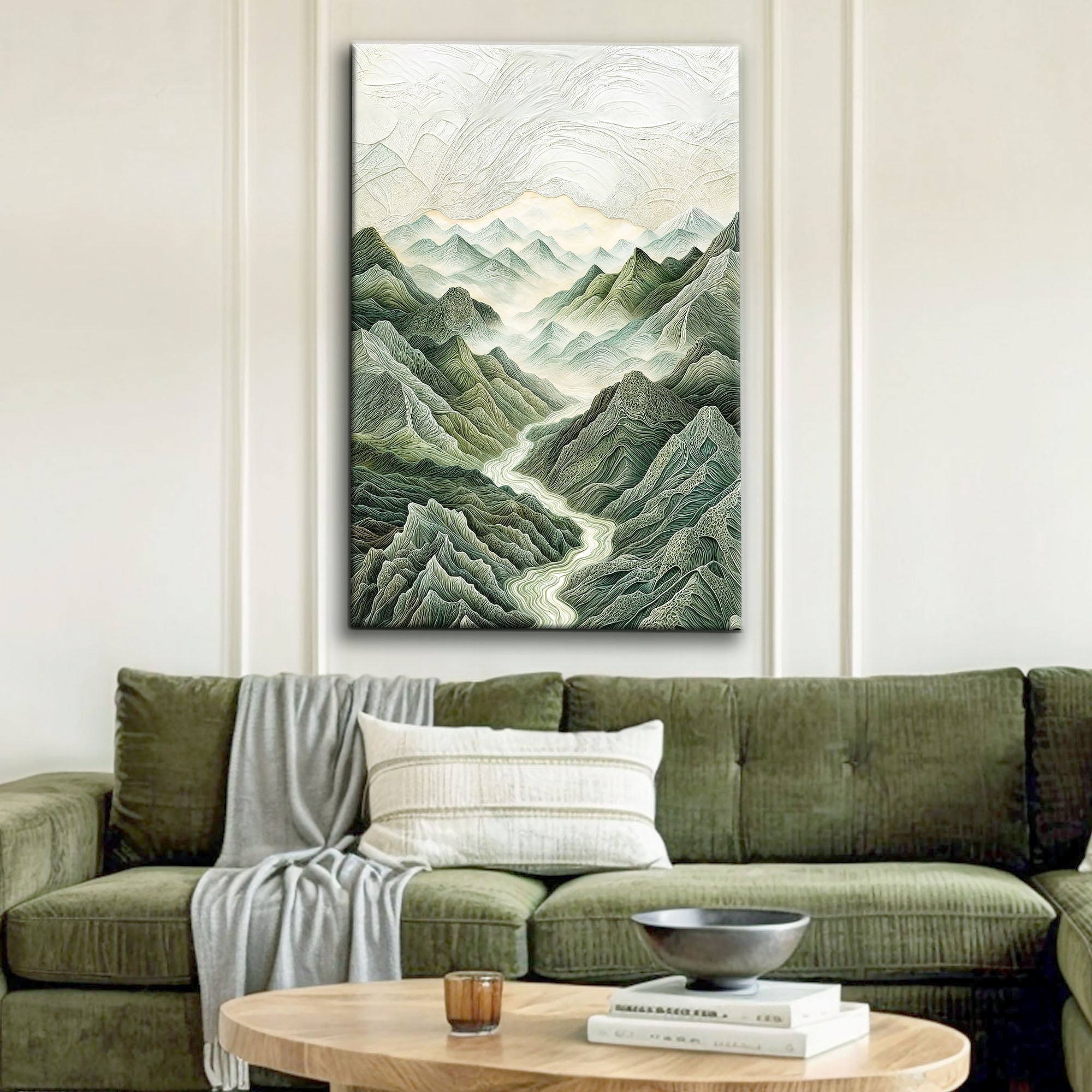 Abstract Mountain and River Landscape Wall Art on sale at MyriadMart