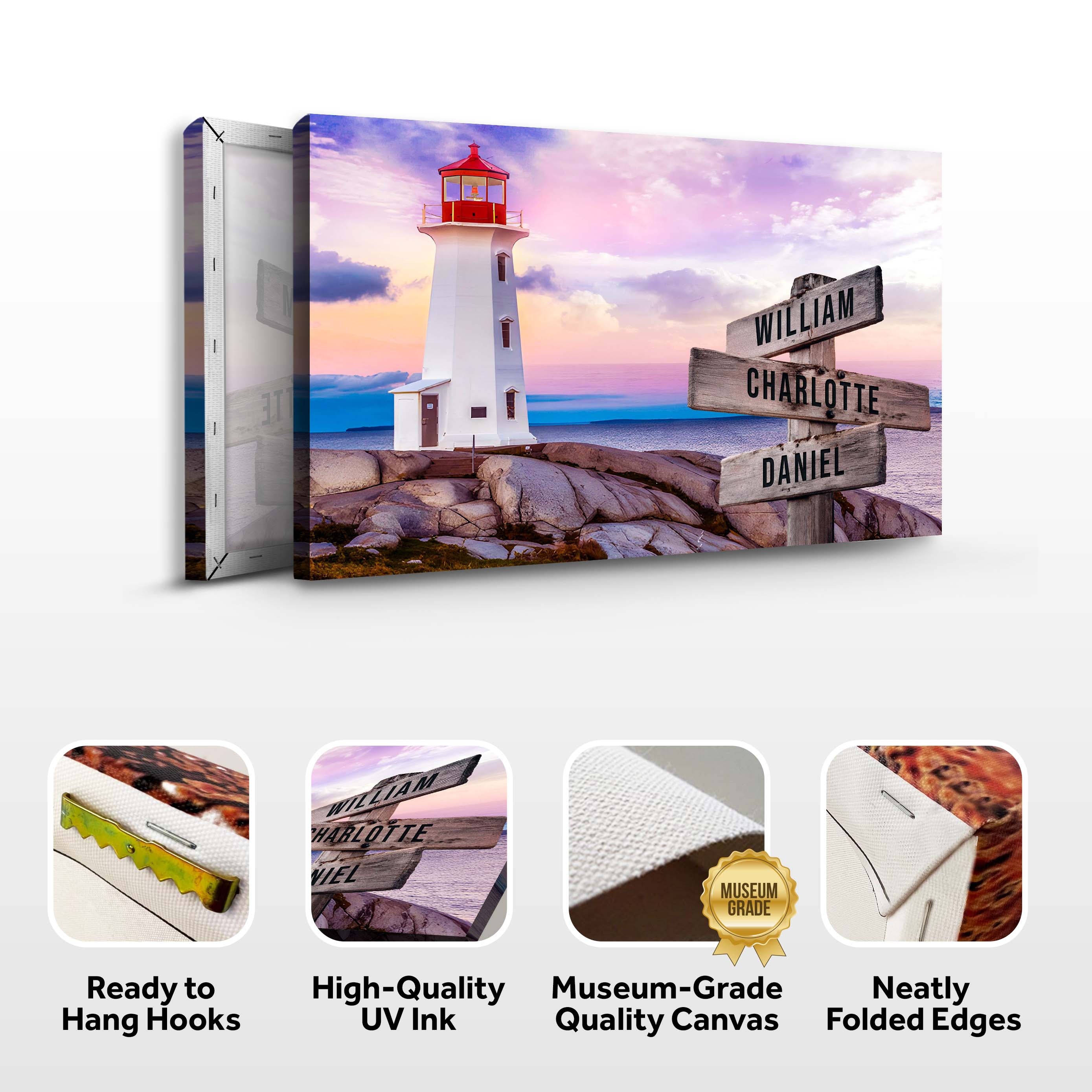 Lighthouse Family Names Sign on sale at MyriadMart