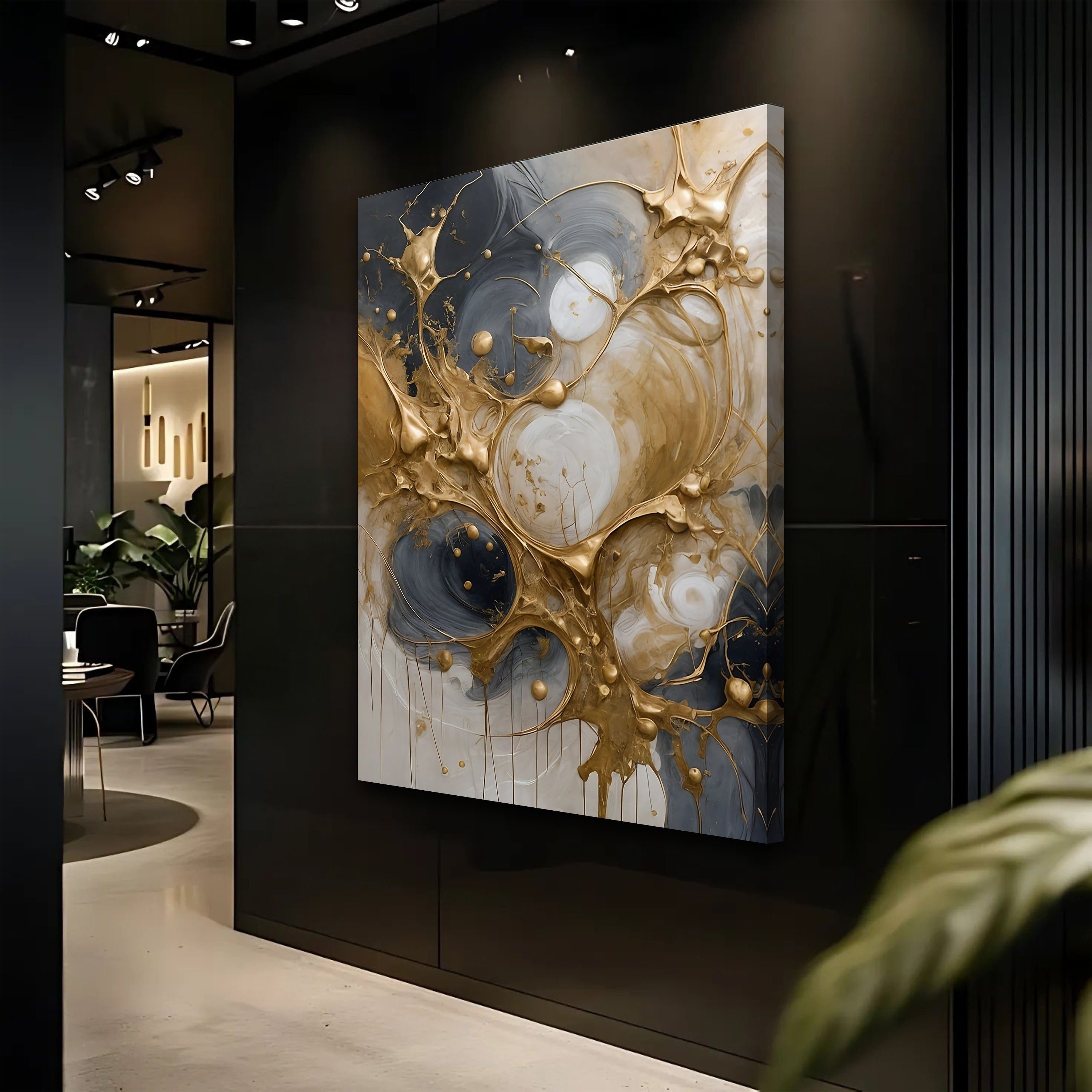 Black and Gold Splash Wall Art on sale at MyriadMart