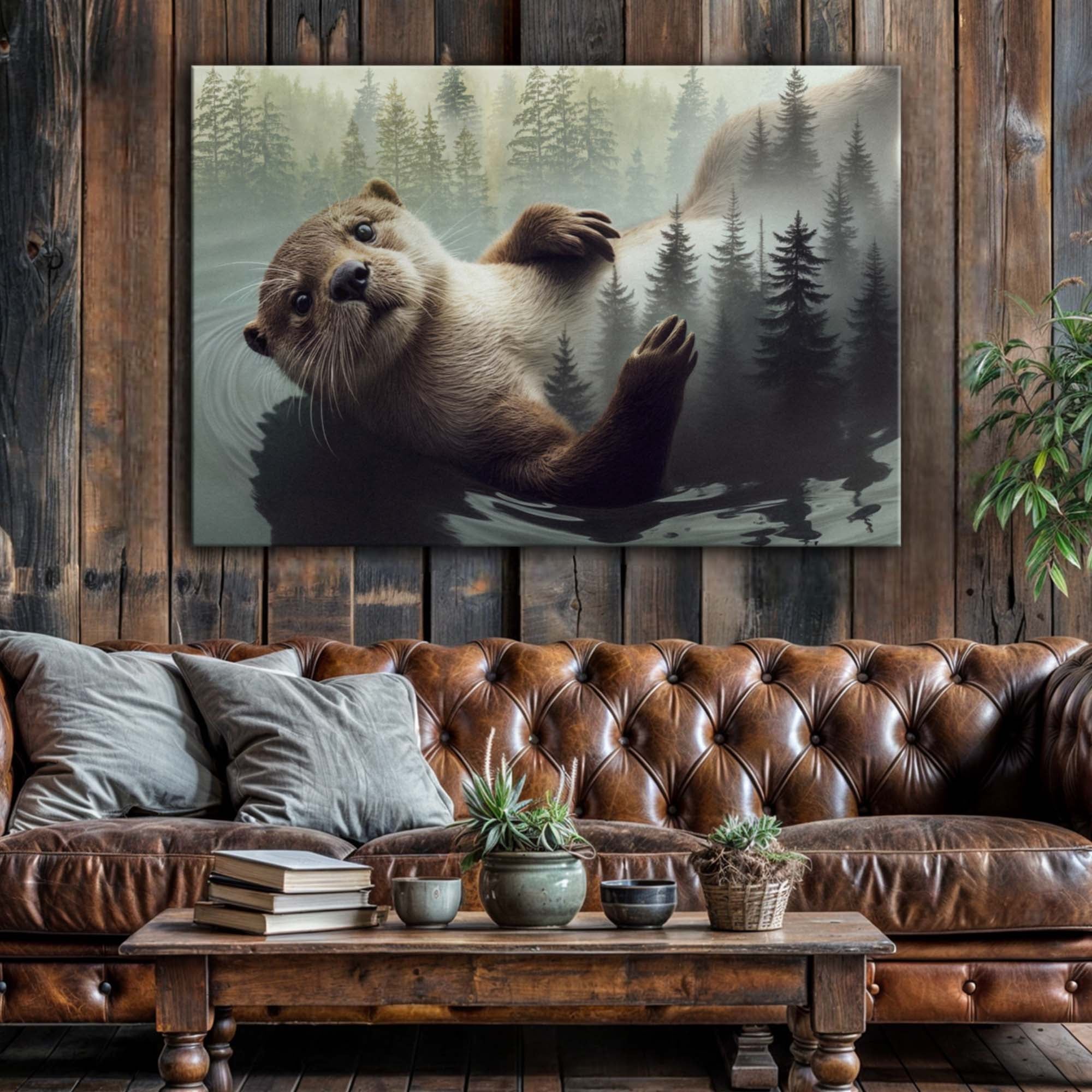 Otter Double Exposure Wall Art on sale at MyriadMart