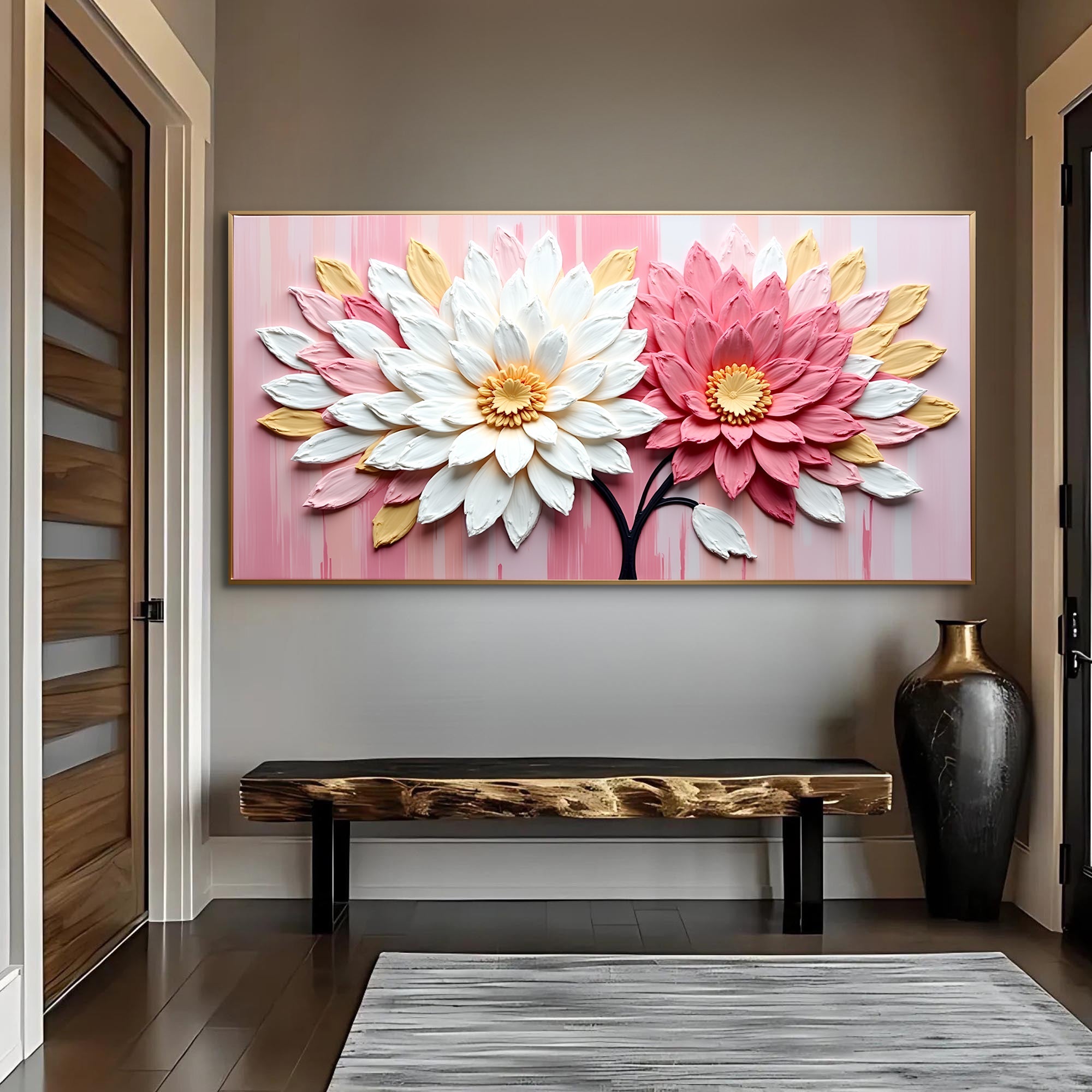 Blushing Blooms Pink Impasto Wall Art on sale at MyriadMart